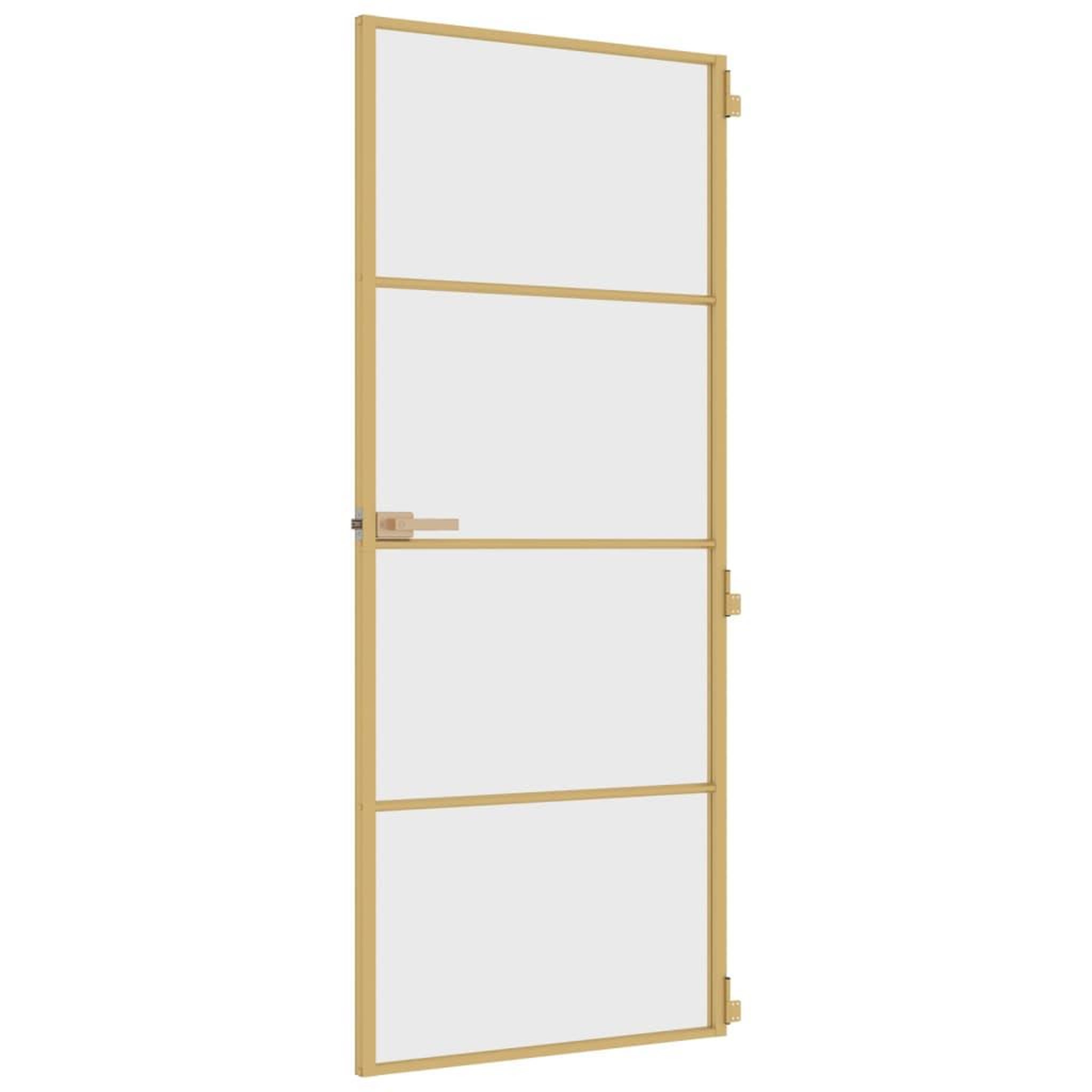 Voir la diapositive 5 : VIDAXL Porte interieure mince dore 83x201,5 cm verre trempe aluminium