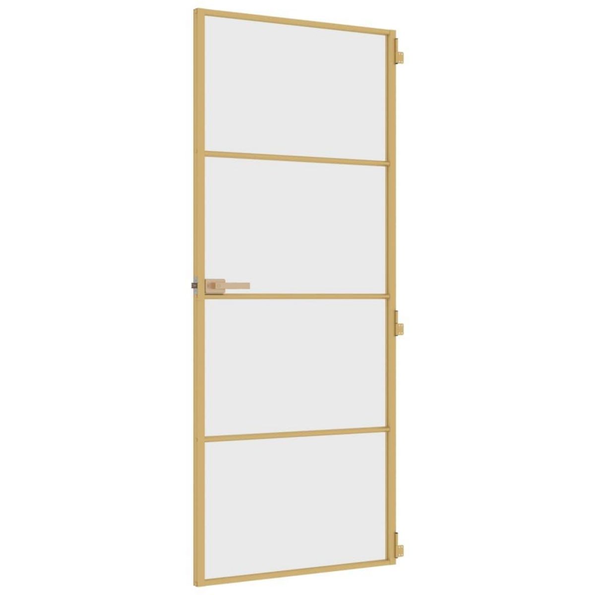 VIDAXL Porte interieure mince dore 83x201,5 cm verre trempe aluminium