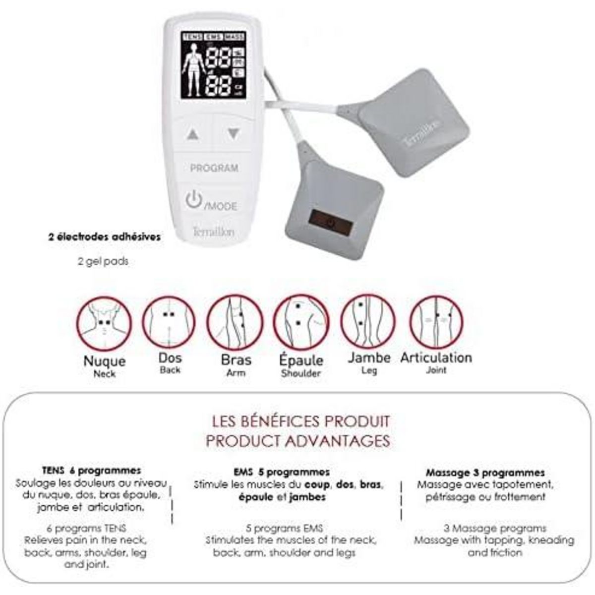 Terraillon Electrostimulation 3 en 1 (ems/tens/mass) - TRIOCARE+