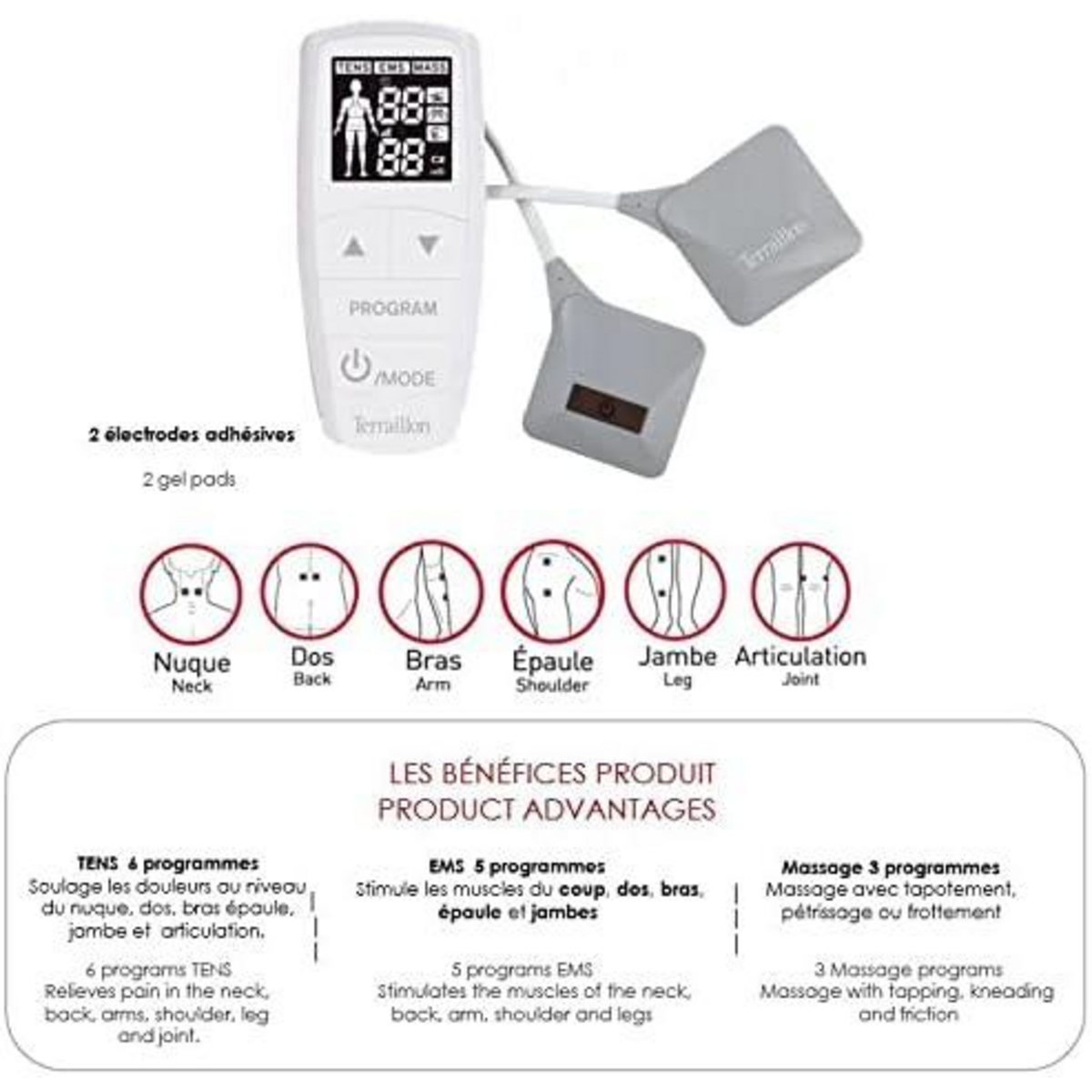 Terraillon Electrostimulation 3 en 1 (ems/tens/mass) - TRIOCARE+
