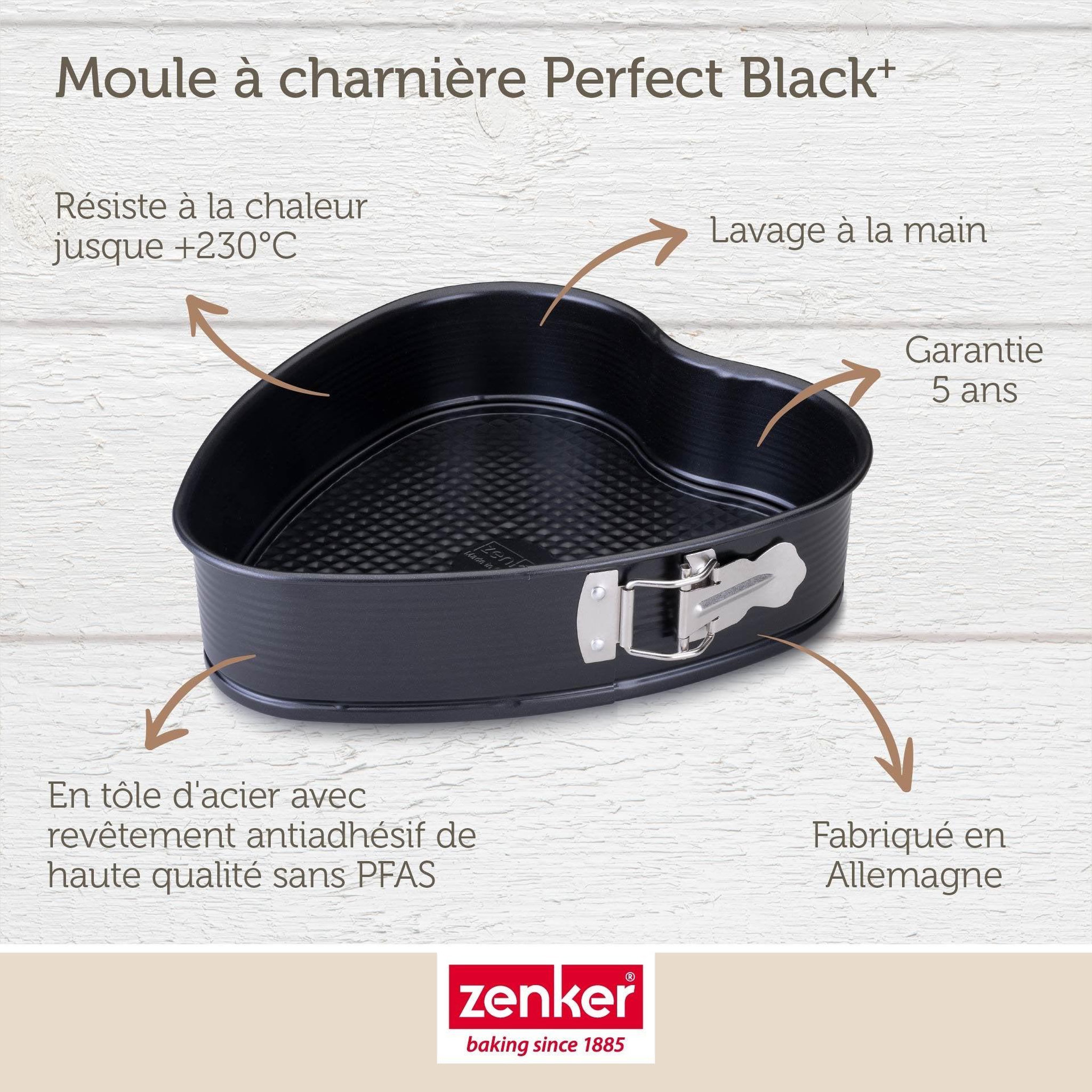 Voir la diapositive 4 : ZENKER Moule à charnière en forme de cœur 24 x 28 x 7 cm zenker perfectback+