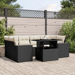 VIDAXL Salon de jardin 7 pcs avec coussins noir resine tressee