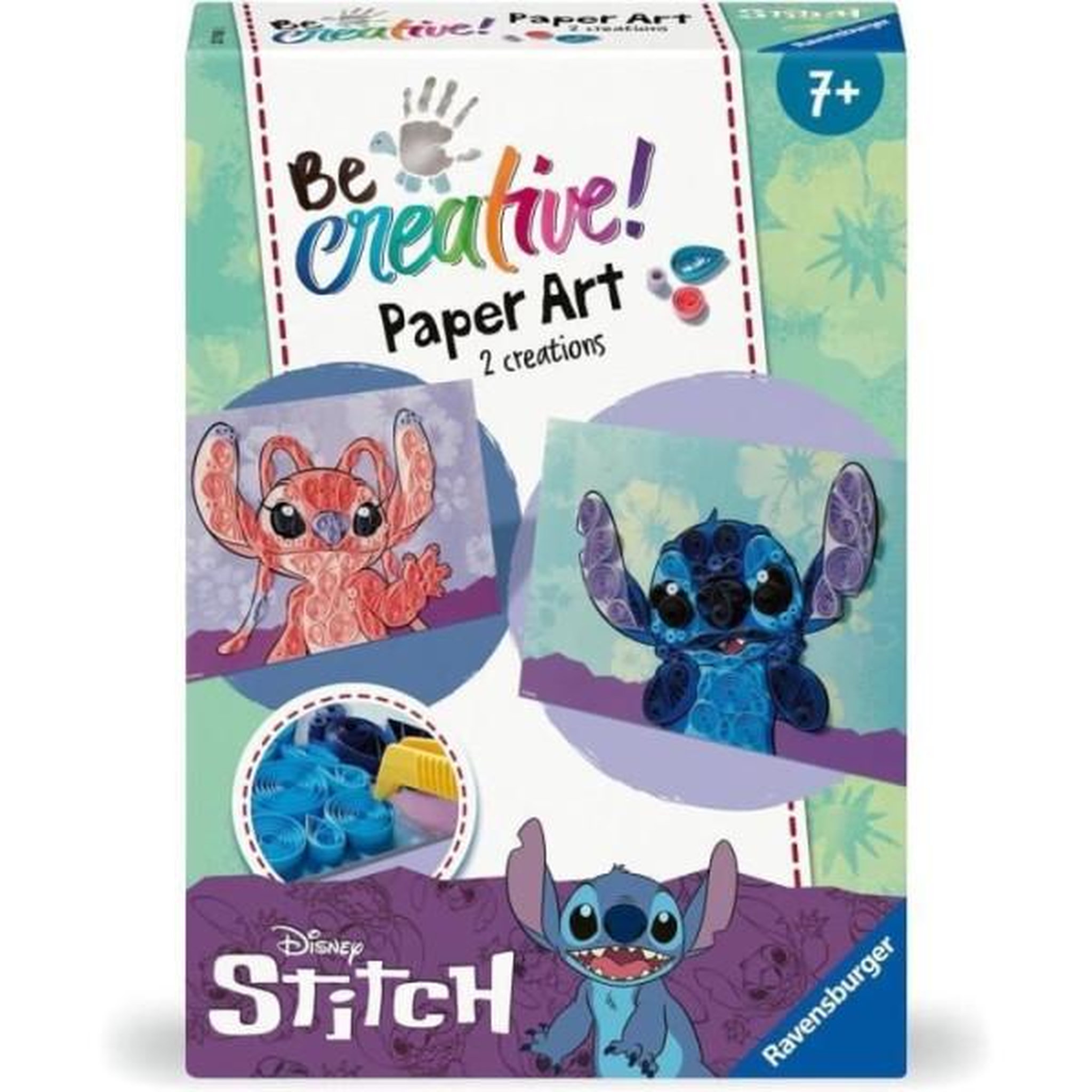 RAVENSBURGER Be creative quilling stitch, 2 réalisations tableaux, papier coloré, des 7 ans, 23750, ravensburger