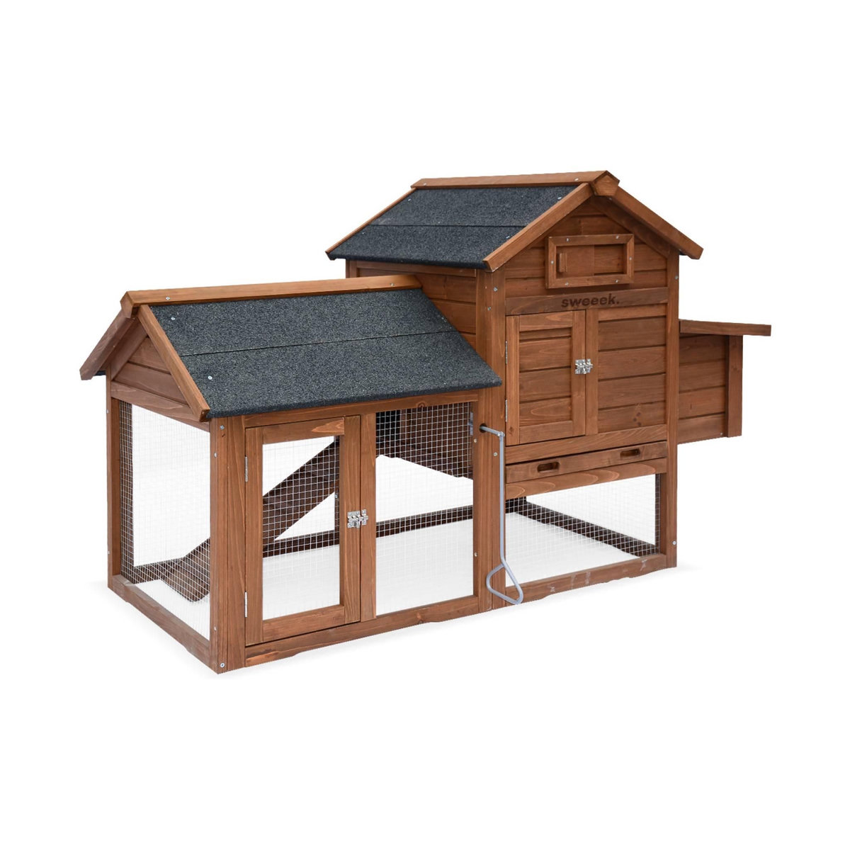 SWEEEK Poulailler en bois GALINETTE, 3 poules, cage à poule avec enclos