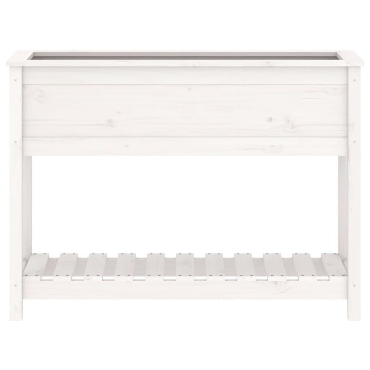VIDAXL Jardiniere et etagere Blanc 111,5x34,5x81 cm Bois massif de pin