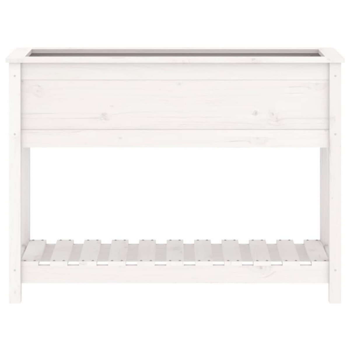 VIDAXL Jardiniere et etagere Blanc 111,5x34,5x81 cm Bois massif de pin