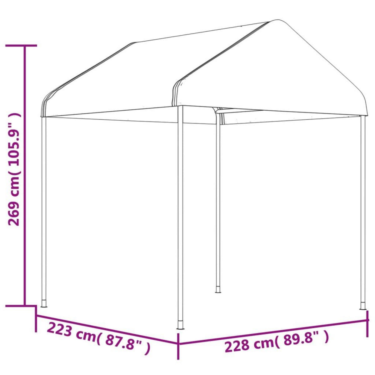 VIDAXL Belvedere avec toit blanc 2,28x2,23x2,69 m polyethylene