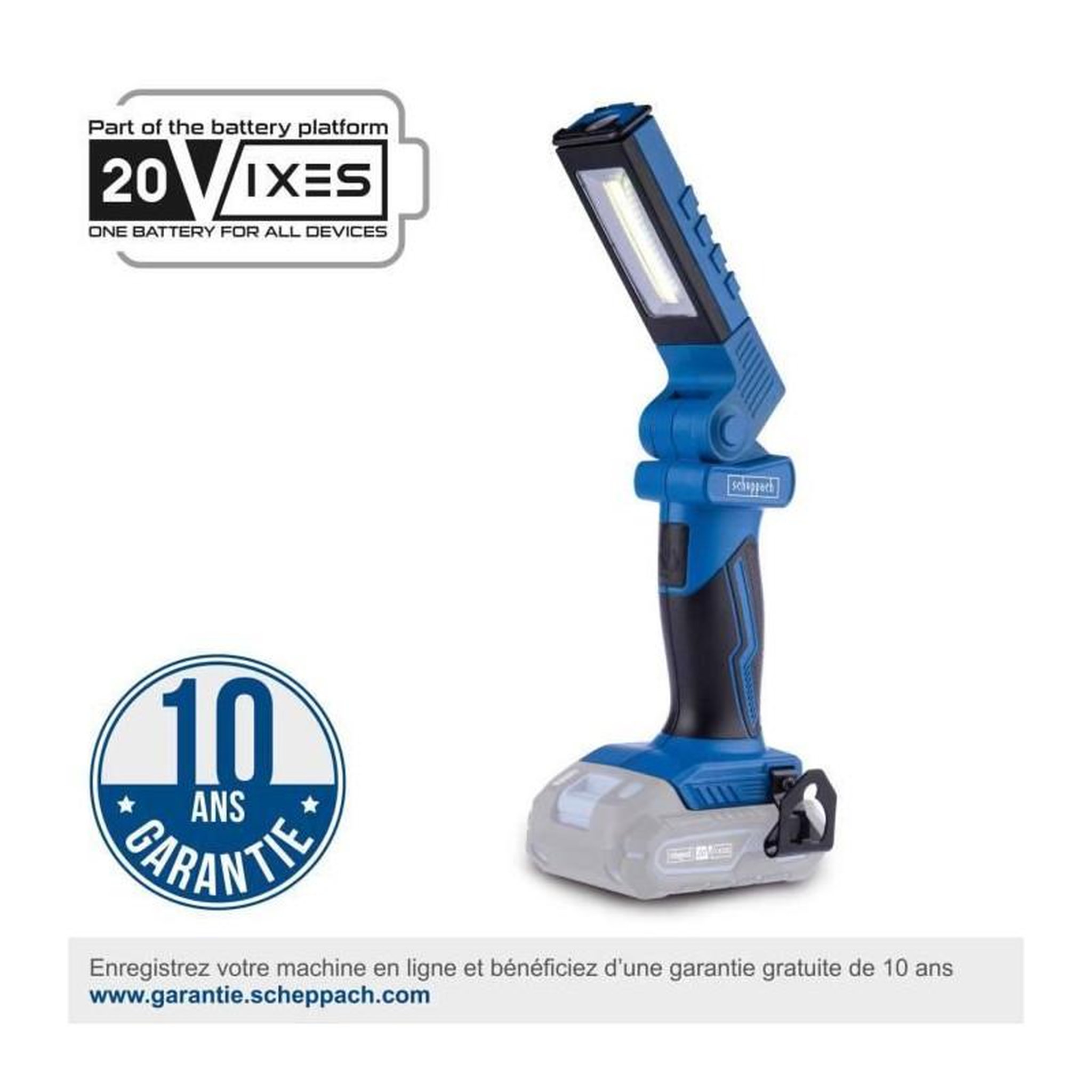 Voir la diapositive 2 : SCHEPPACH Lampe torche - SCHEPPACH - 20V IXES - 6200k - 300lm - 16h d'autonomie - sans batterie ni chargeur - C-WL20-X
