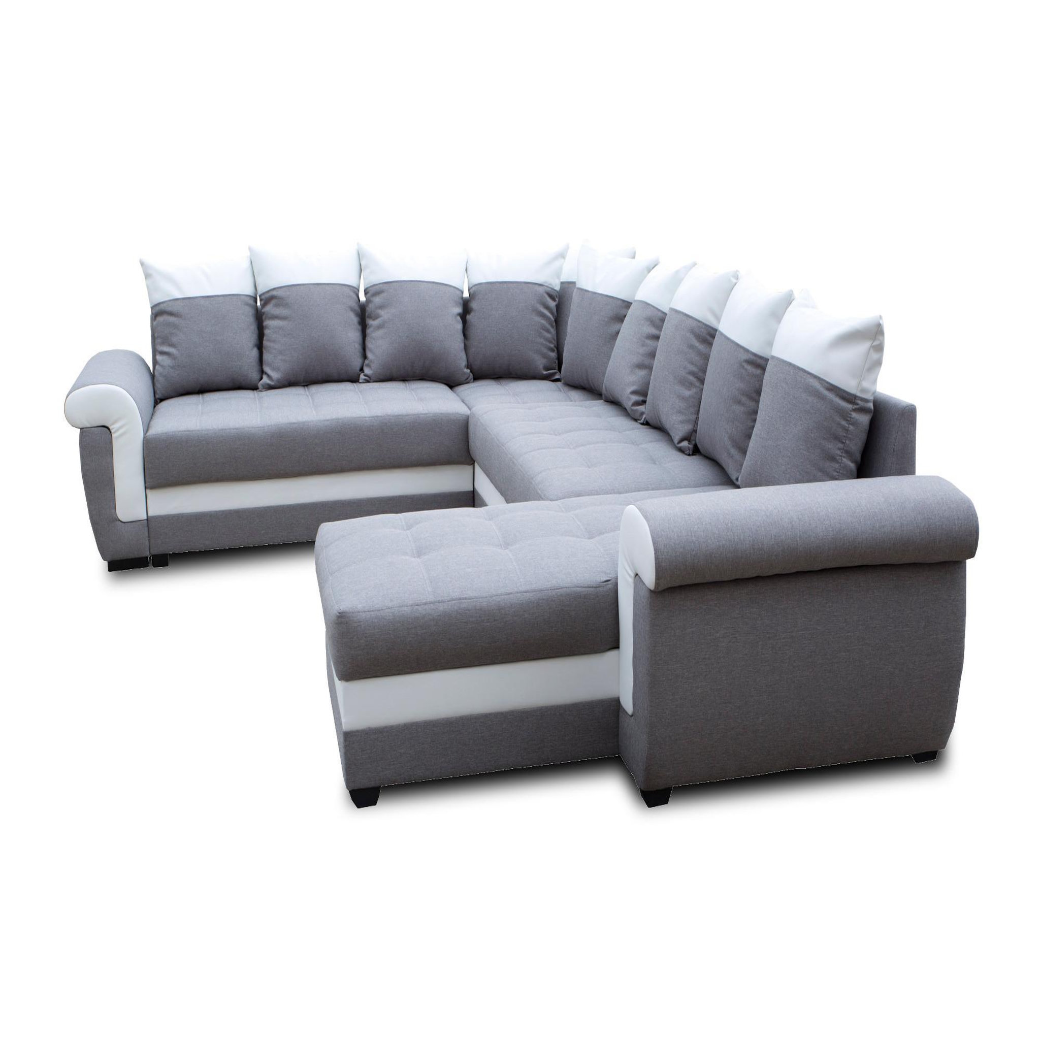 Voir la diapositive 4 : BEST MOBILIER Henry - canapé panoramique d'angle réversible - 7 places - convertible avec coffre - en tissu et pu