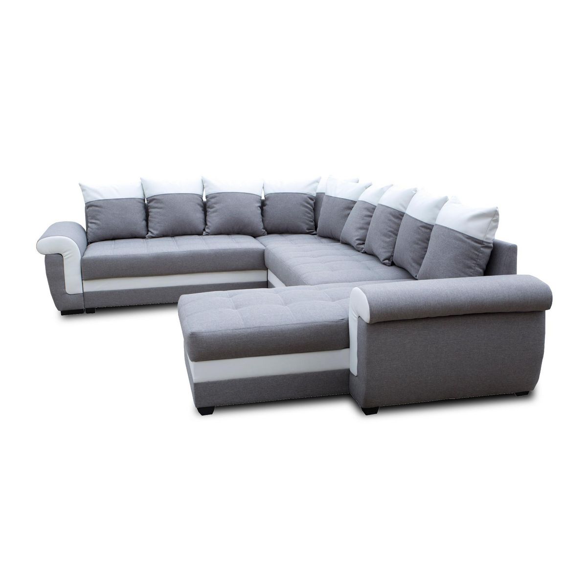 BEST MOBILIER Henry - canapé panoramique d'angle réversible - 7 places - convertible avec coffre - en tissu et pu