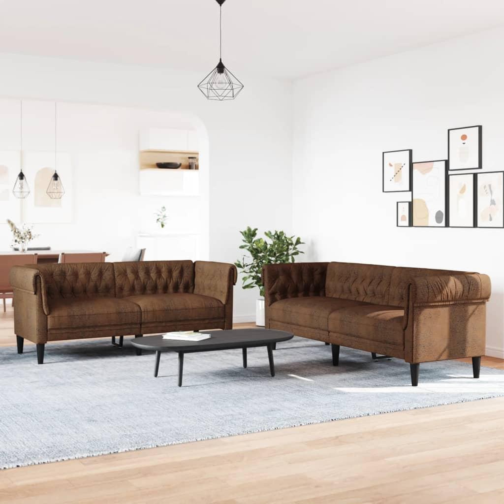 Voir la diapositive 3 : VIDAXL Ensemble de canapes 2 pcs marron tissu