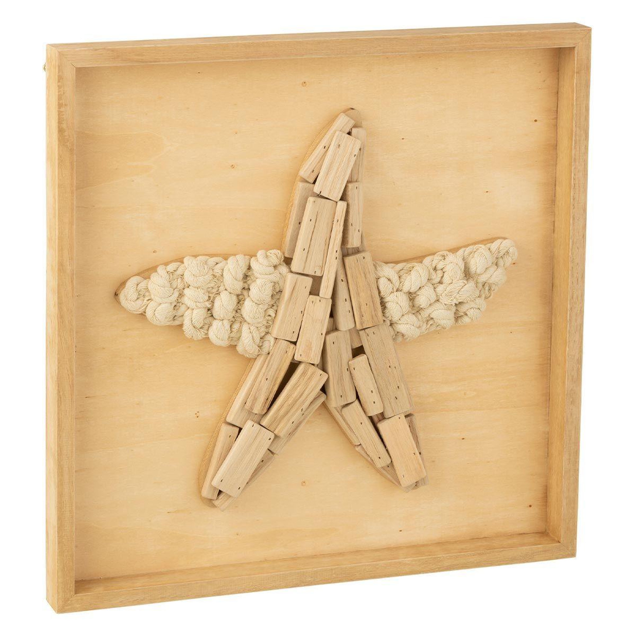 Voir la diapositive 1 : J-LINE Décoration Murale en Bois  Étoile de Mer  45cm Naturel