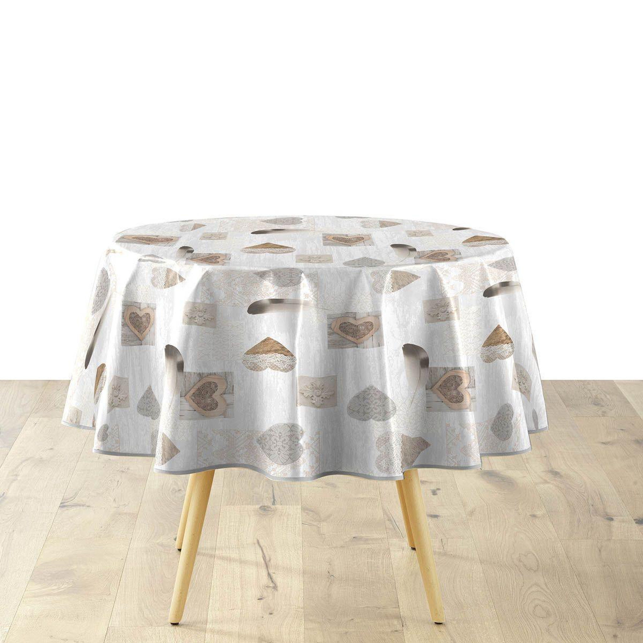 Douceur d'Intérieur Nappe ronde imprimé  delicia  160cm taupe