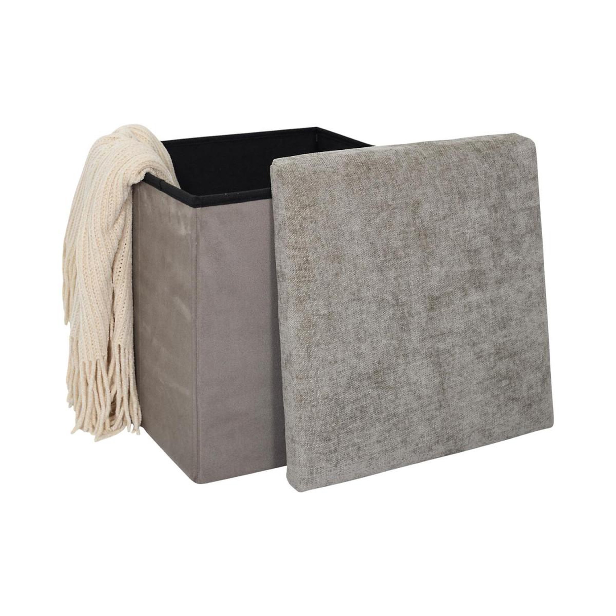 Voir la diapositive 4 : The Home Deco Factory Pouf coffre de rangement  emilia  38cm taupe
