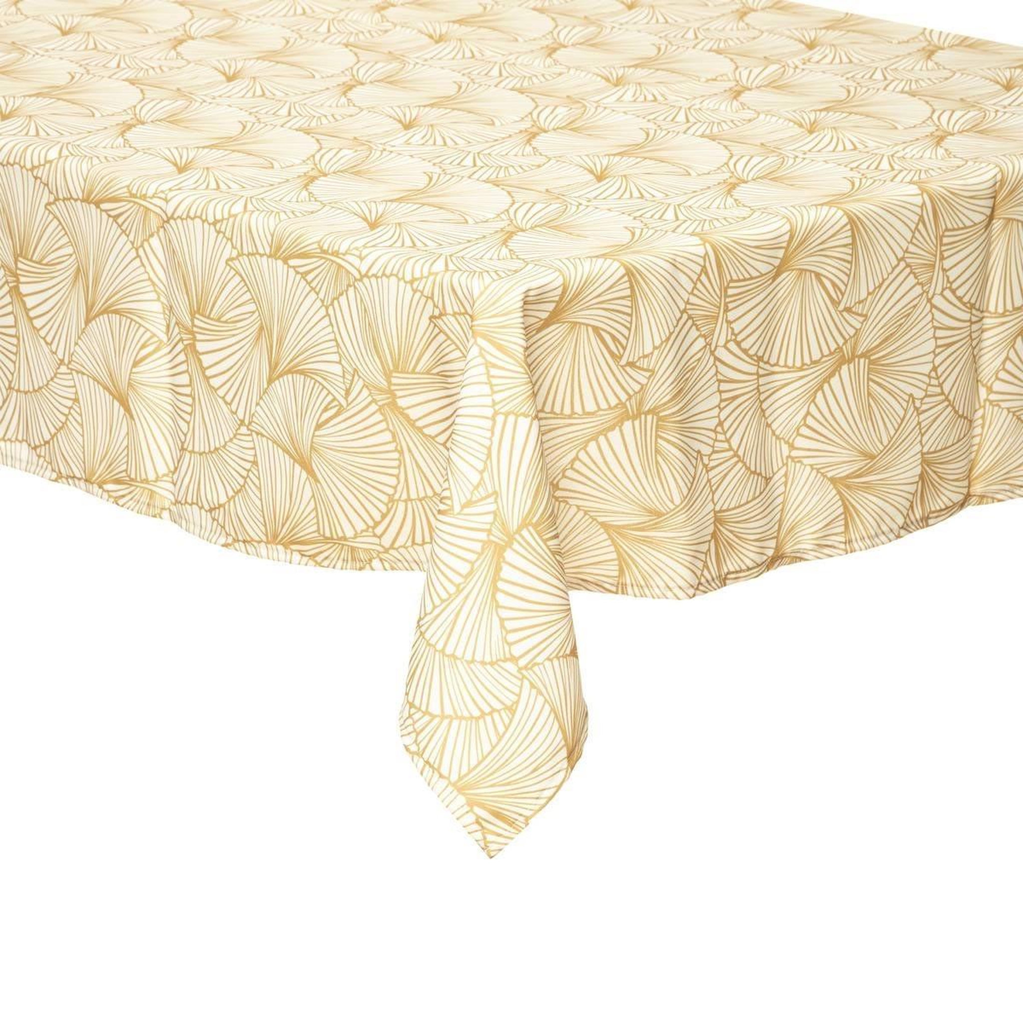 Voir la diapositive 1 : ATMOSPHERA Nappe antitache à motifs  ginkgo  140x240cm jaune