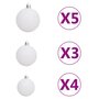 VIDAXL Set de boules de Noël avec pic et 150 LED 61 pcs Blanc et gris