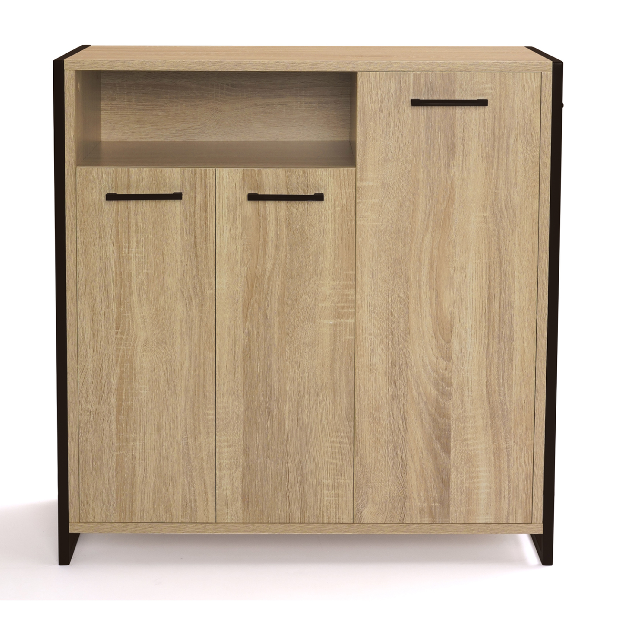 Voir la diapositive 3 : ID MARKET Armoire à chaussures 18 paires luis 3 portes avec niche design industriel
