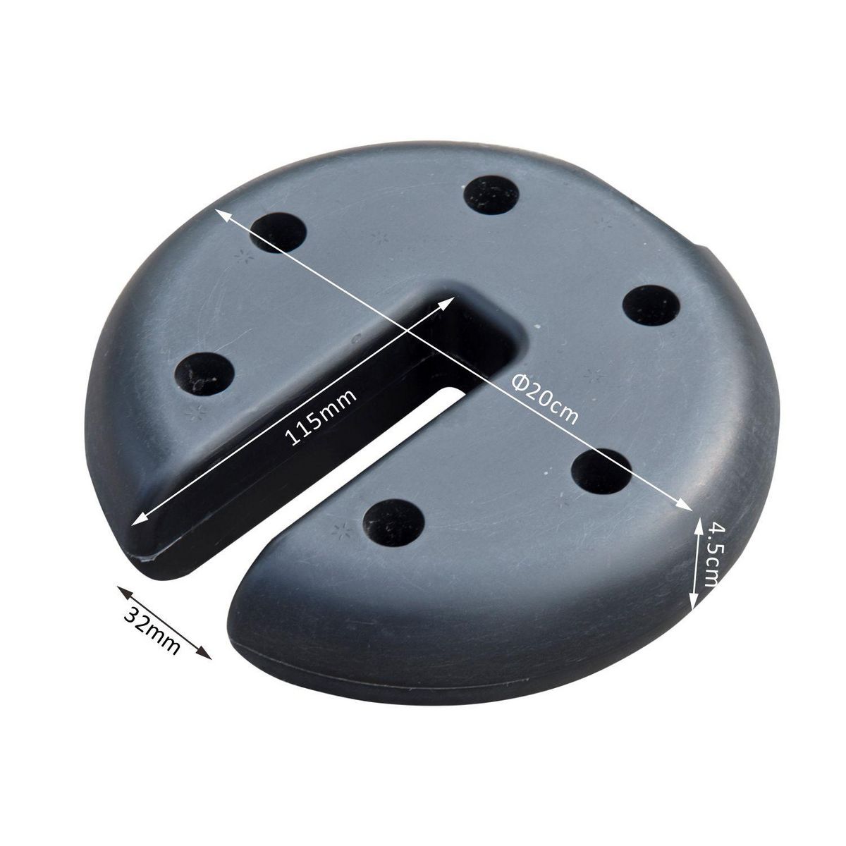 HOMCOM Lot de 4 poids de lestage circulaire pour tonnelle barnum tente diamètre 20 cm épaisseur 4,5 cm polyéthylène noir