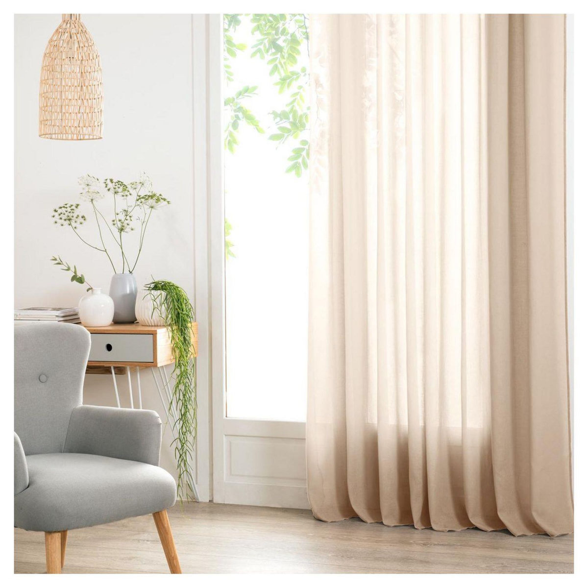 ATMOSPHERA Rideau Voilage uni oeillets métal en polyester 140x240cm ANA