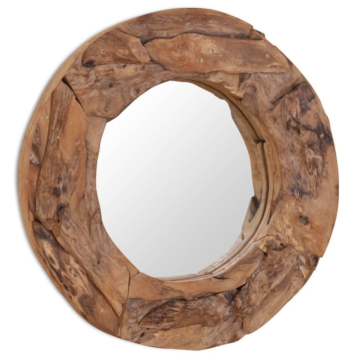 VIDAXL Miroir decoratif Teck 60 cm Rond
