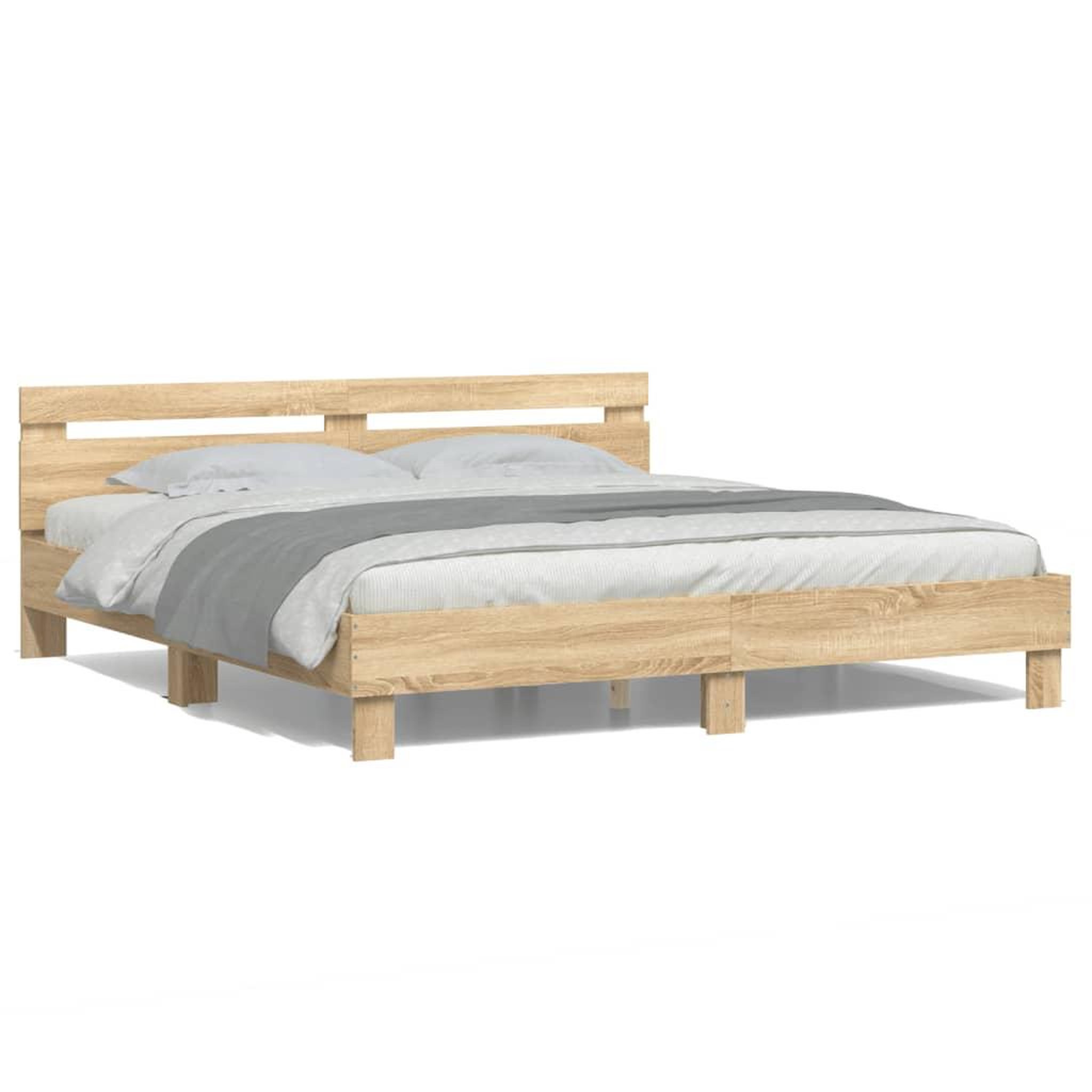 Voir la diapositive 5 : VIDAXL Cadre de lit avec LED sans matelas chene sonoma 160x200 cm