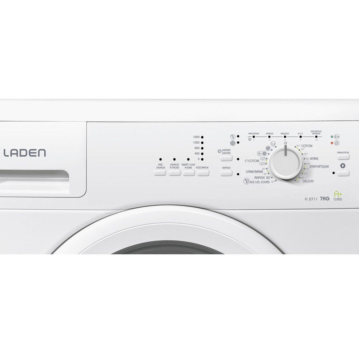 LADEN Lave-linge hublot FL2711, 7 Kg, 1200 T/min