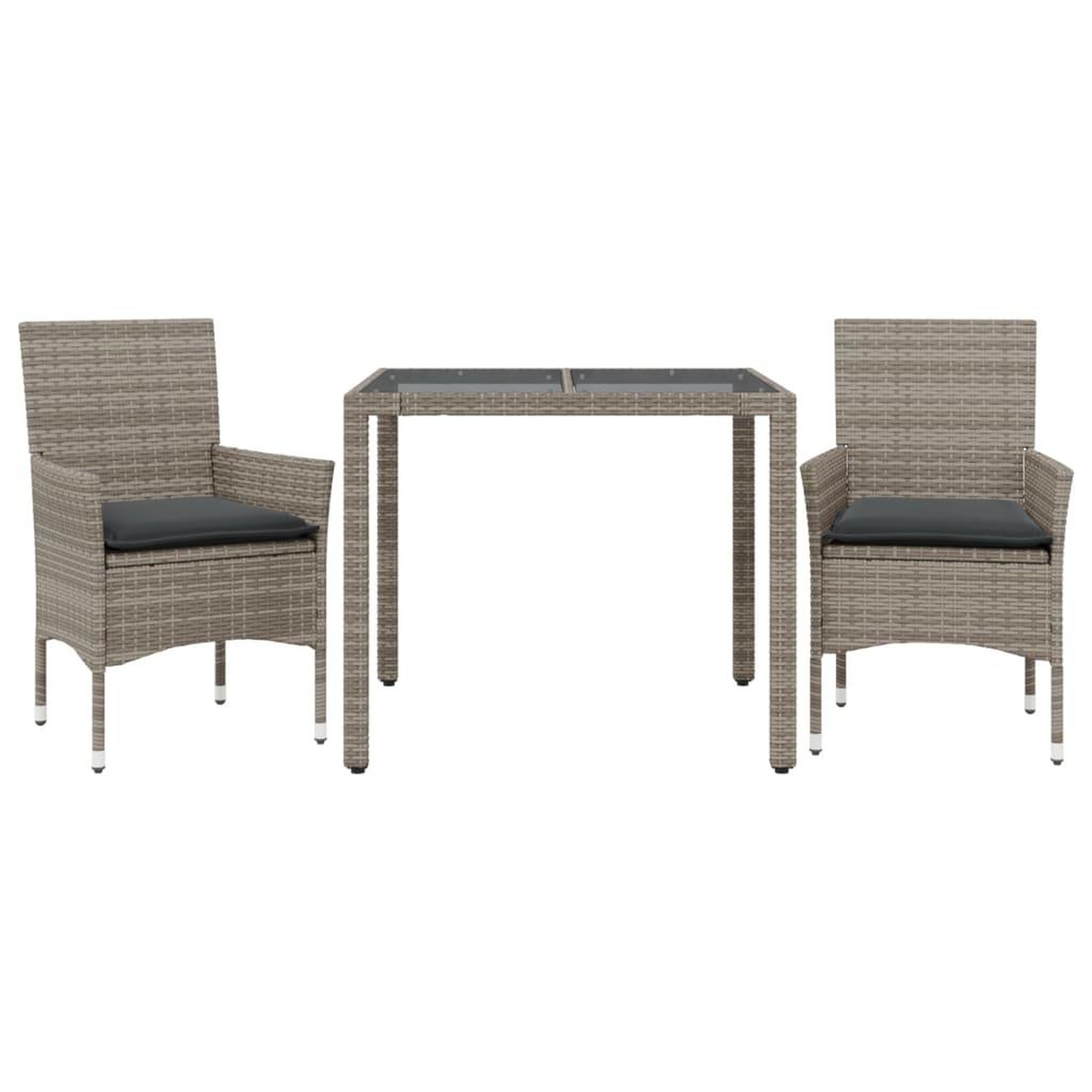 Voir la diapositive 2 : VIDAXL Ensemble a manger de jardin et coussins 3 pcs gris rotin verre