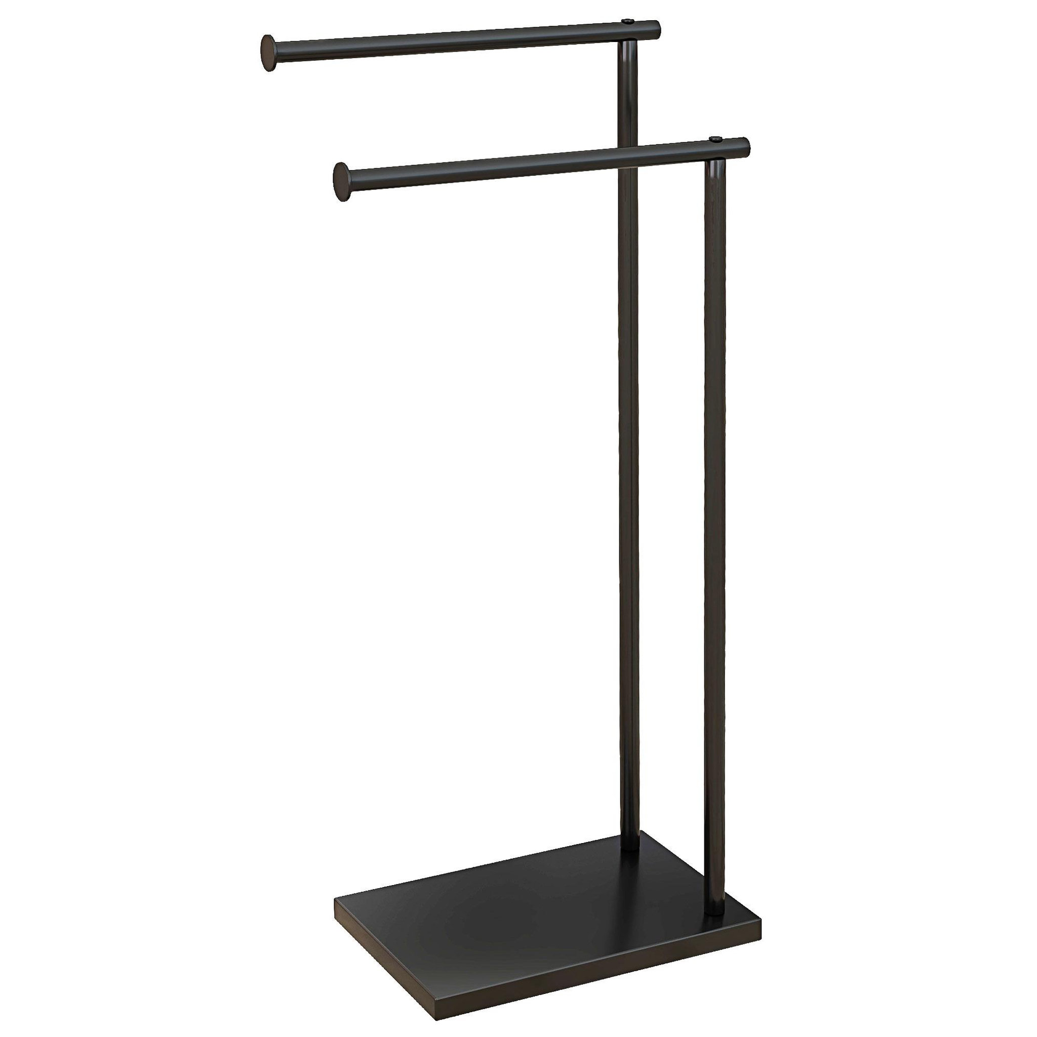 HOMCOM Porte-serviettes sur pied 2 niveaux dim. 35,5l x 20l x 78h cm métal noir