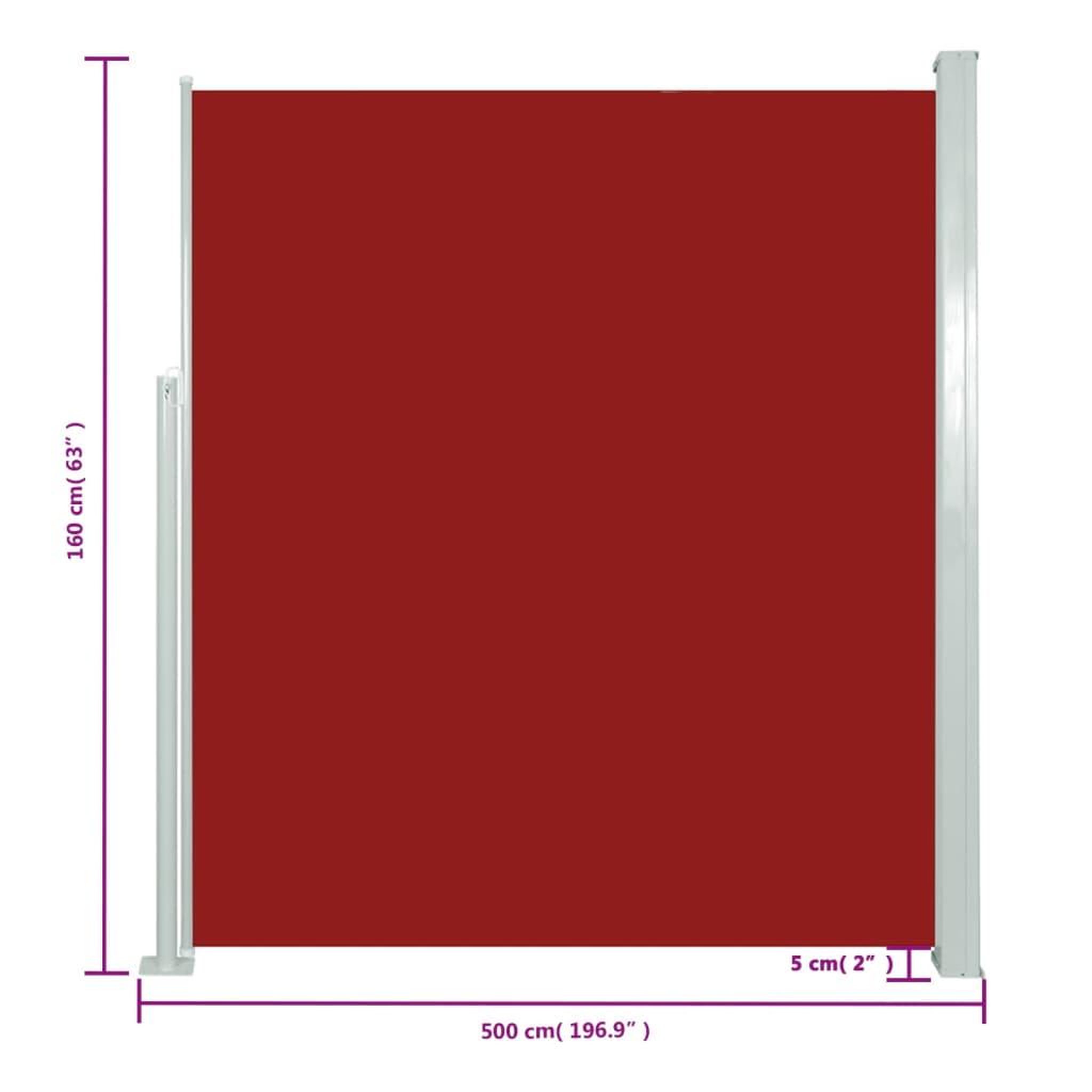 Voir la diapositive 6 : VIDAXL Auvent lateral retractable de patio 160x500 cm Rouge