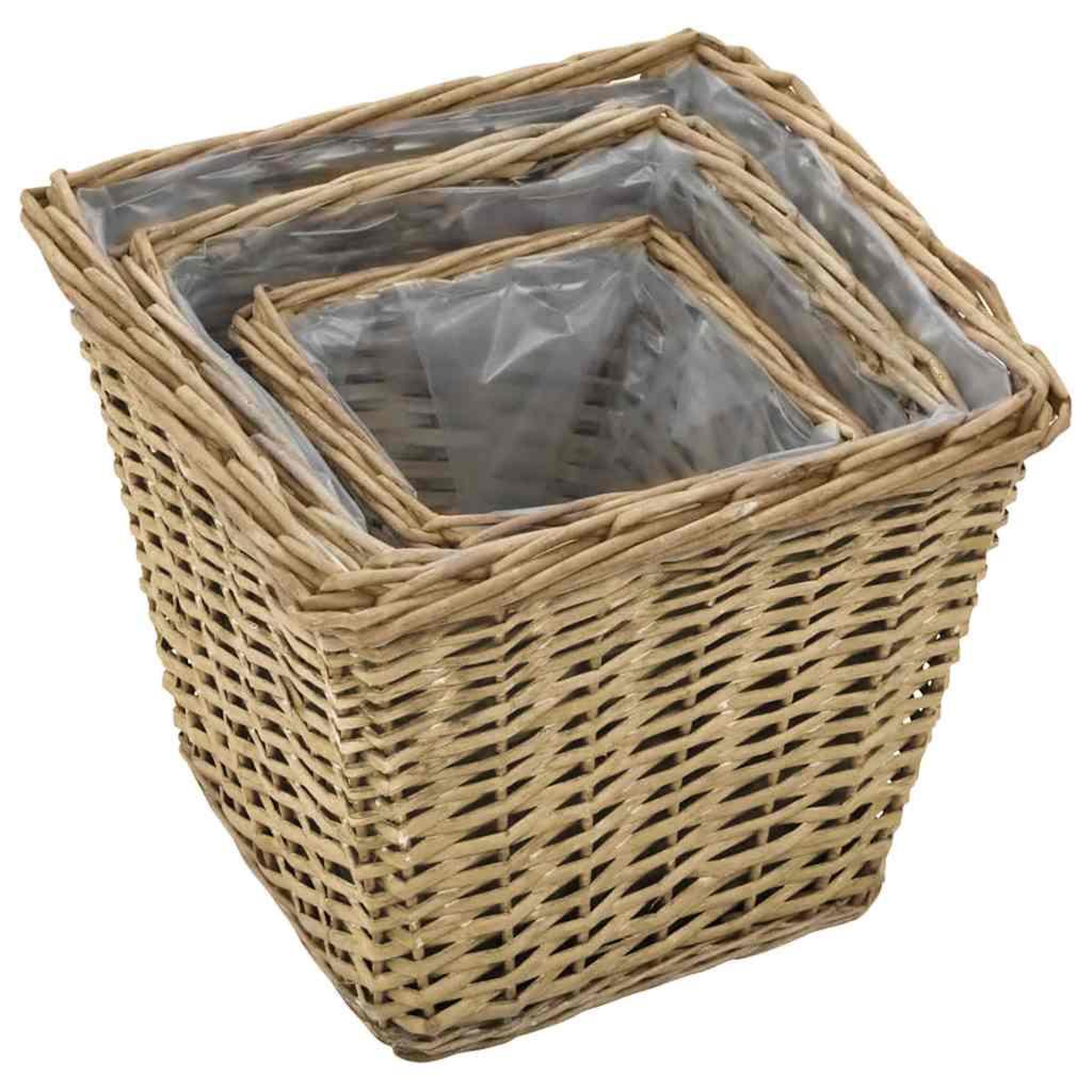 Voir la diapositive 3 : VIDAXL Lits sureleves 3 pcs osier avec doublure en pe
