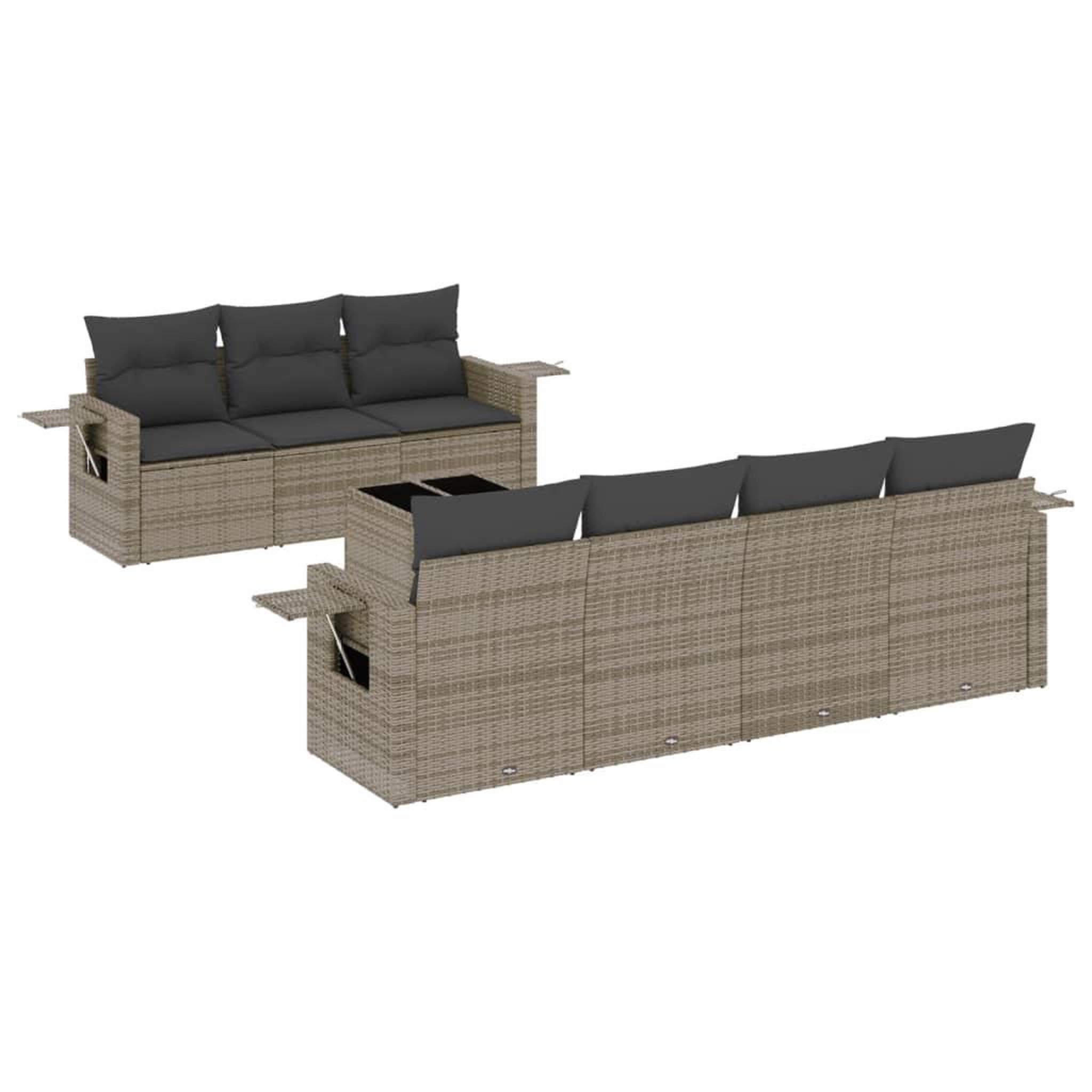 Voir la diapositive 2 : VIDAXL Salon de jardin 8 pcs avec coussins gris resine tressee