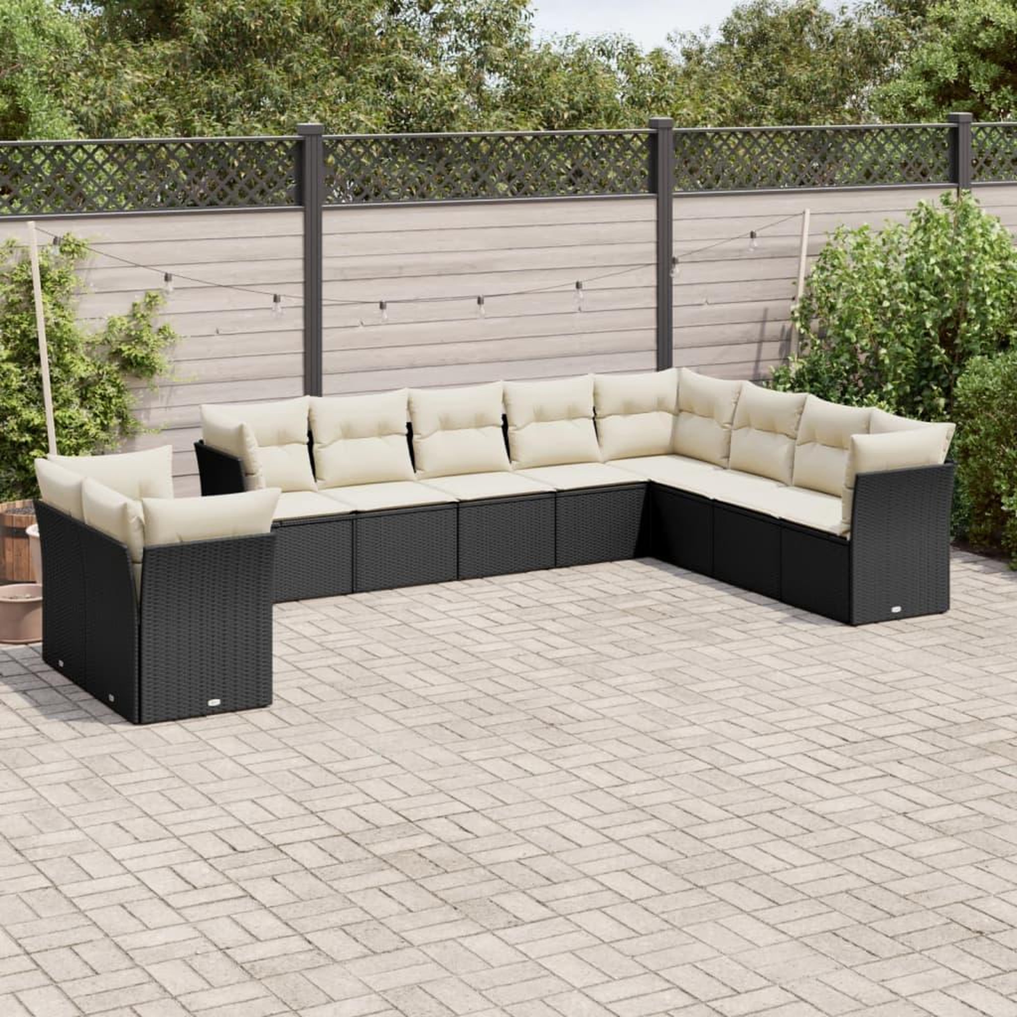 VIDAXL Salon de jardin 10 pcs avec coussins noir resine tressee
