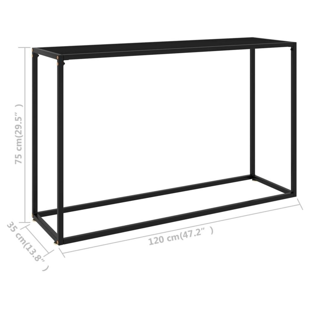 VIDAXL Table console Noir 120x35x75 cm Verre trempe