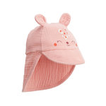 Petit Béguin Casquette cache-cou bébé en gaze de coton Mindanao. Coloris disponibles : Rose