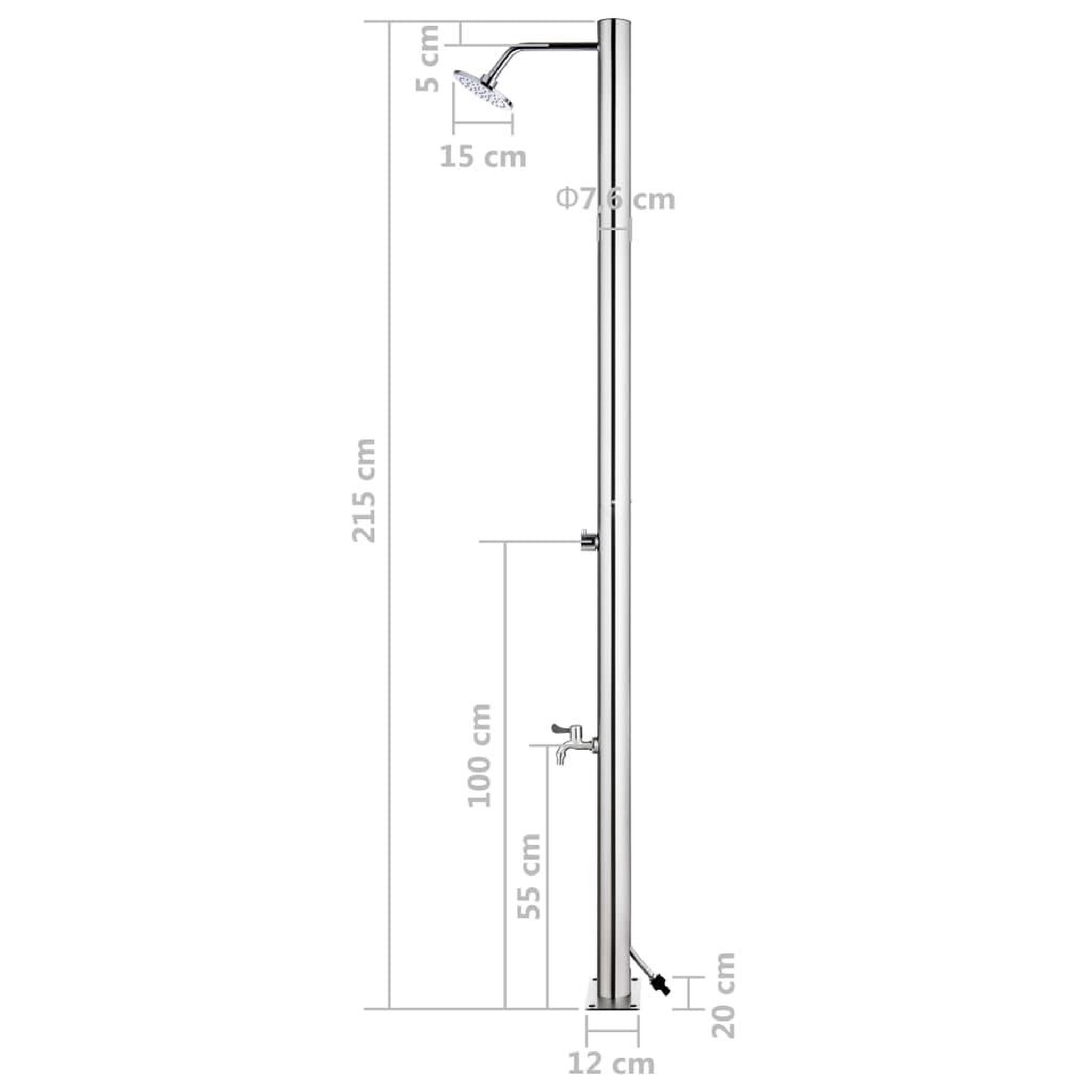 Voir la diapositive 6 : VIDAXL Douche de jardin 215 cm Acier inoxydable