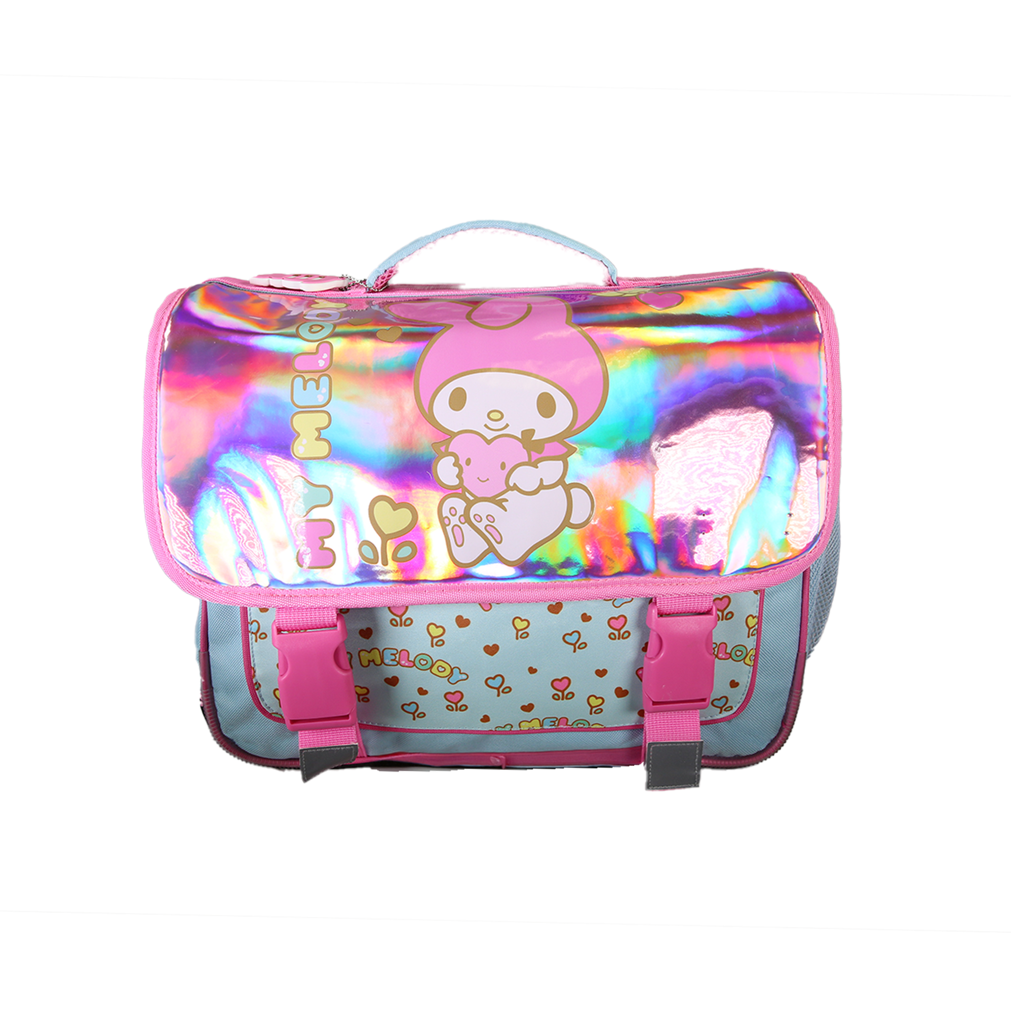 Bagtrotter MY MELODY - Cartable scolaire 38 cm BIRDY - Effet Holographique - Rose & Bleu - 2 compartiments