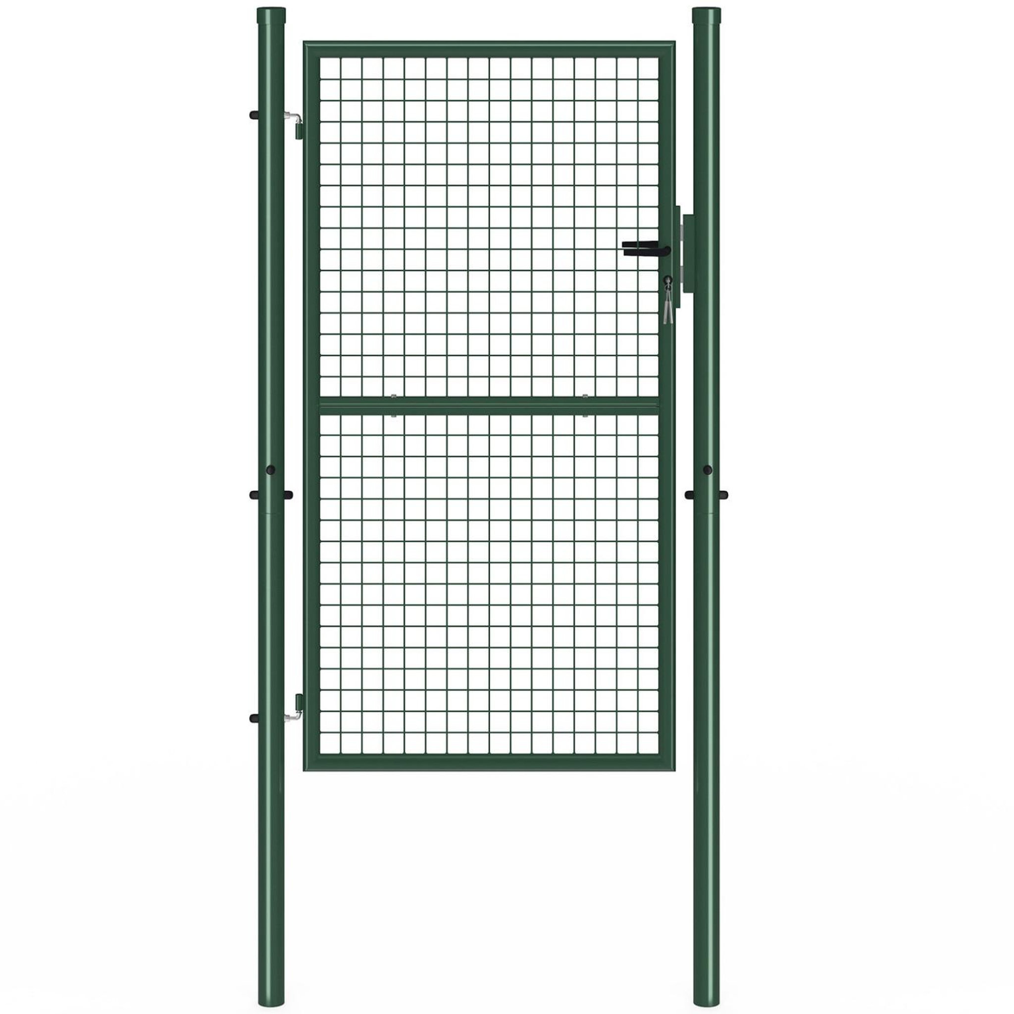 Voir la diapositive 1 : ID MARKET Portillon de jardin 105 x 175 cm en acier avec serrure et poignée vert