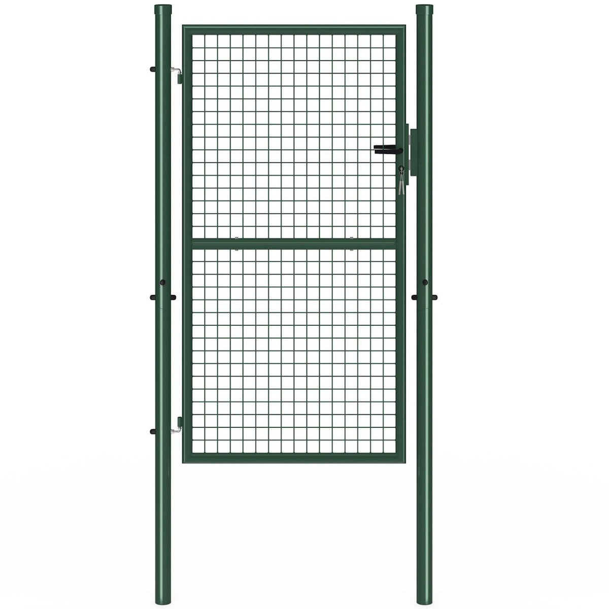 ID MARKET Portillon de jardin 105 x 175 cm en acier avec serrure et poignée vert