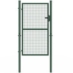 ID MARKET Portillon de jardin 105 x 175 cm en acier avec serrure et poignée vert