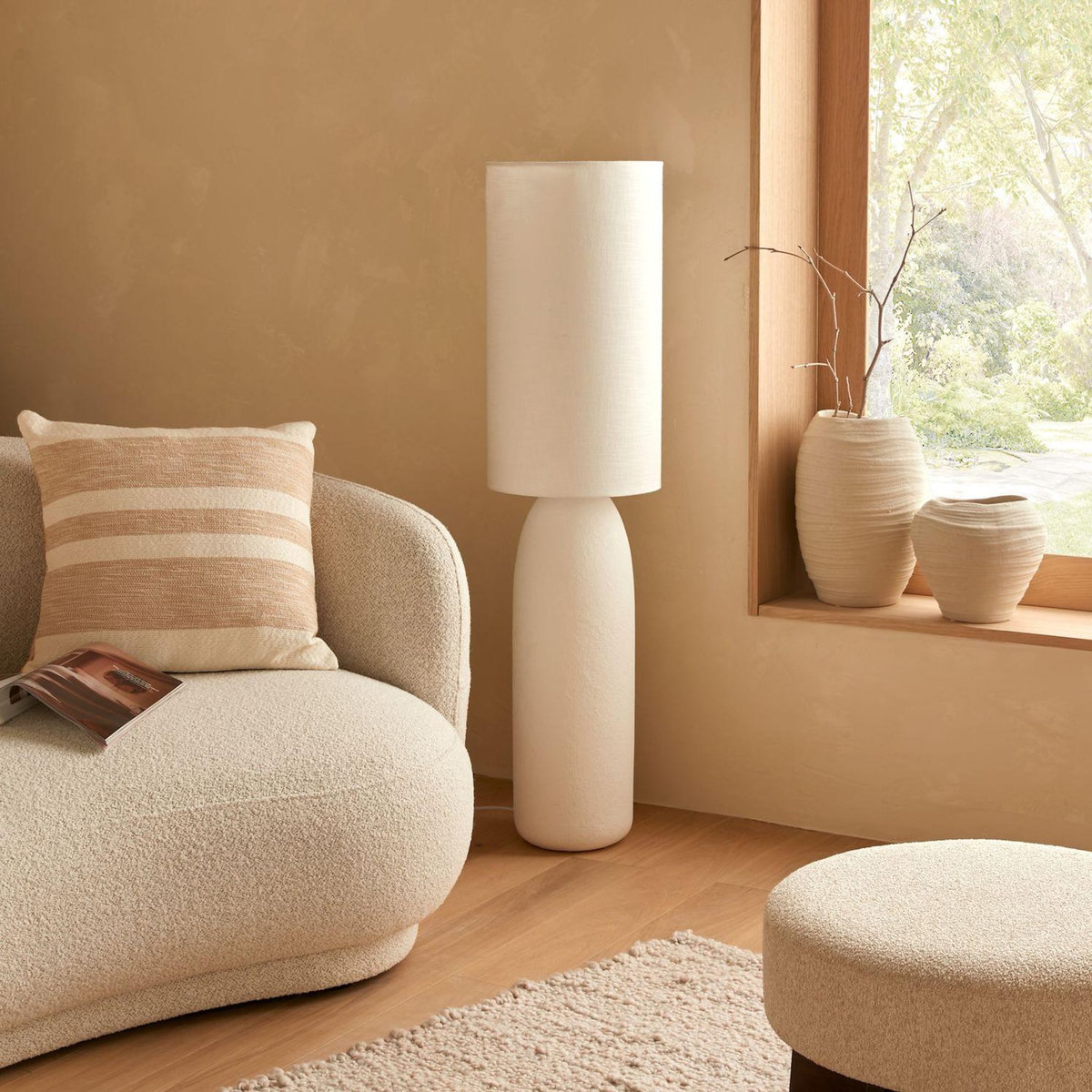 ATMOSPHERA Lampadaire cylindrique en grès ERIN - Gris