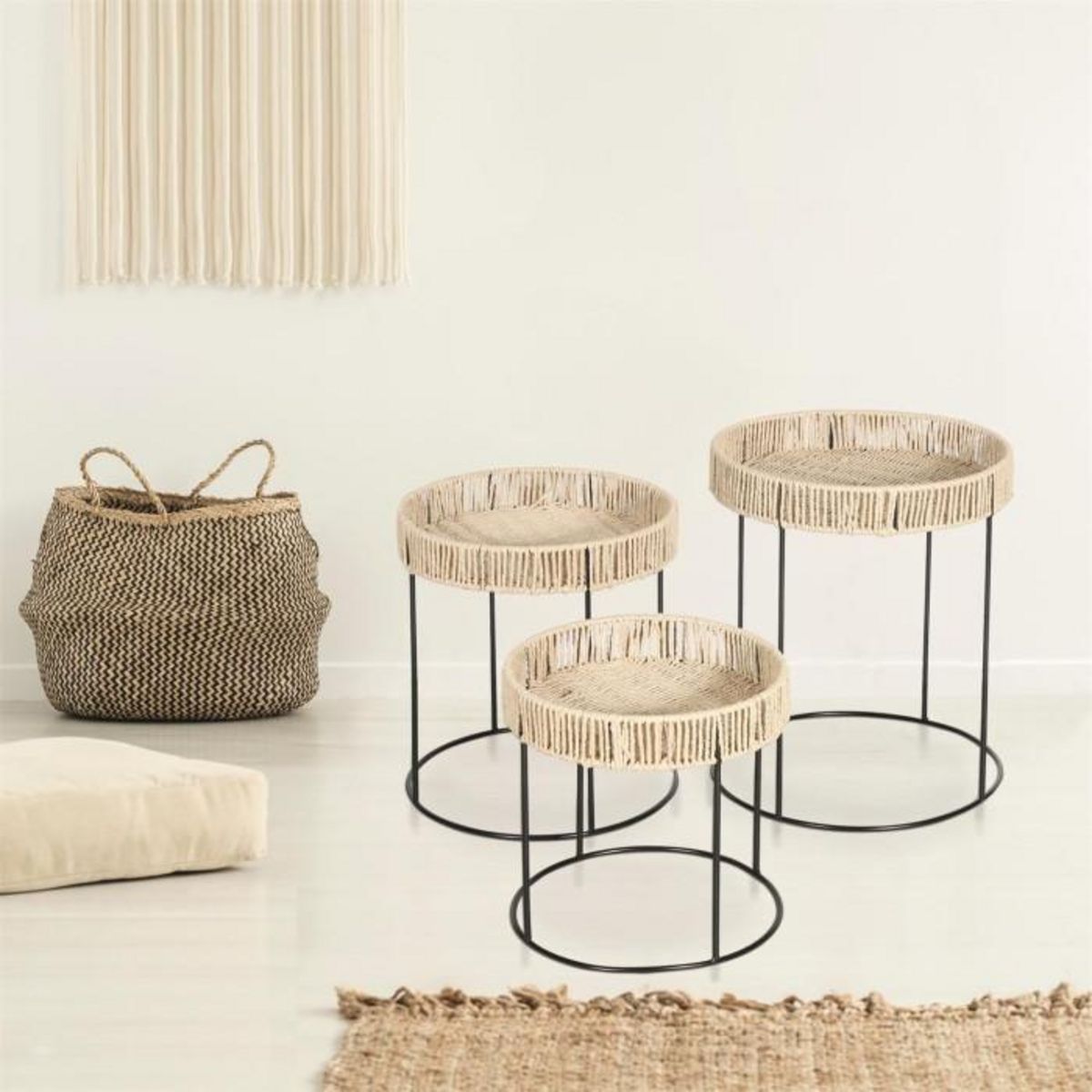 Paris Prix Lot de 3 Tables d'Appoint Gigognes  Lagoon  40cm Naturel