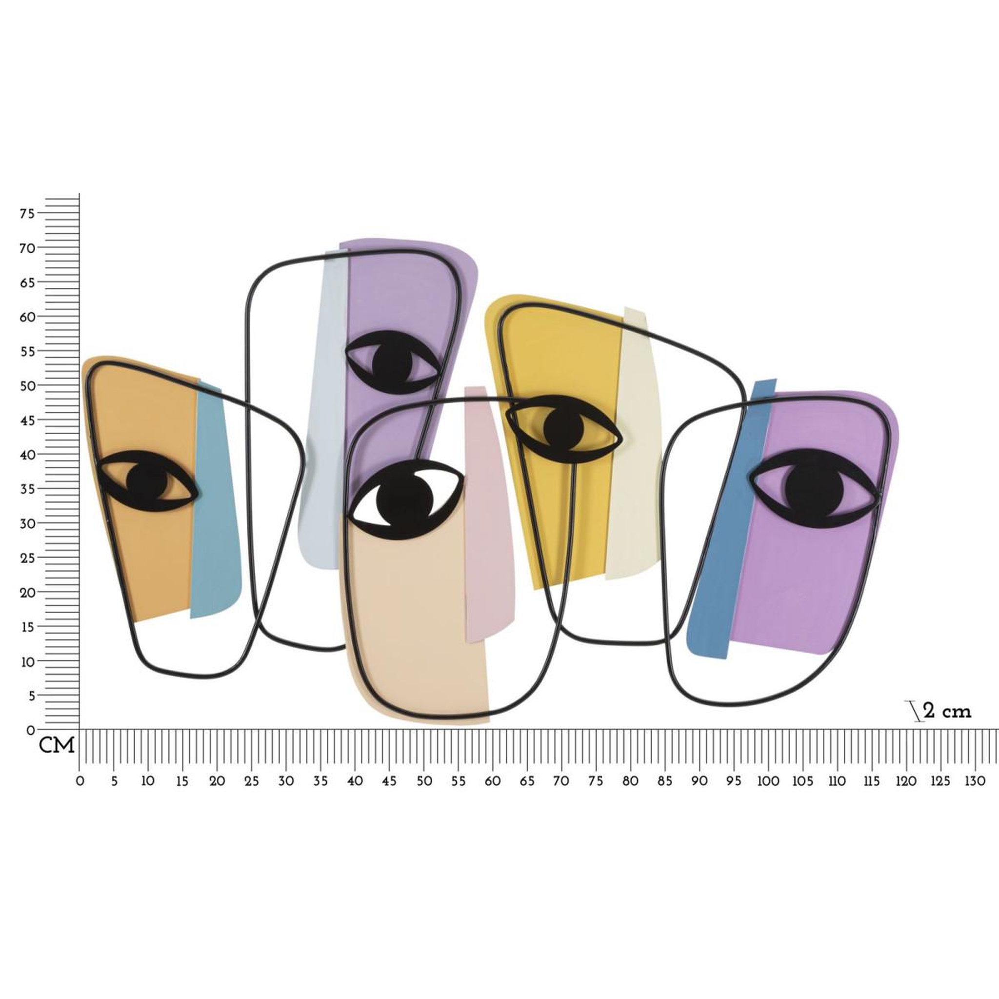 Voir la diapositive 6 : Paris Prix Décoration murale en métal  eyes  120cm multicolore