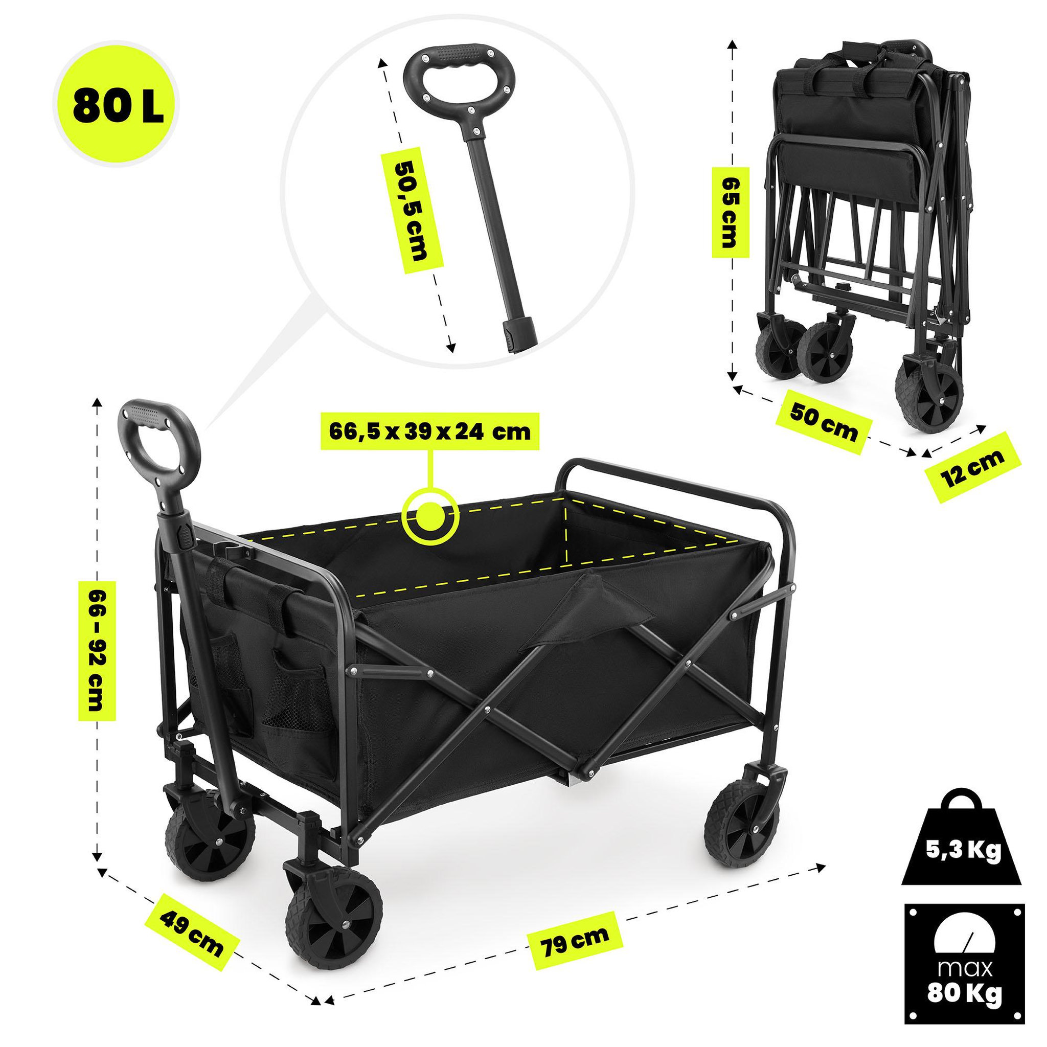 Voir la diapositive 3 : HYPERMOTION Chariot de Transport Pliable HyperMotion 80L, Trolley Compact 80kg en acier, Roues tout-terrain 7