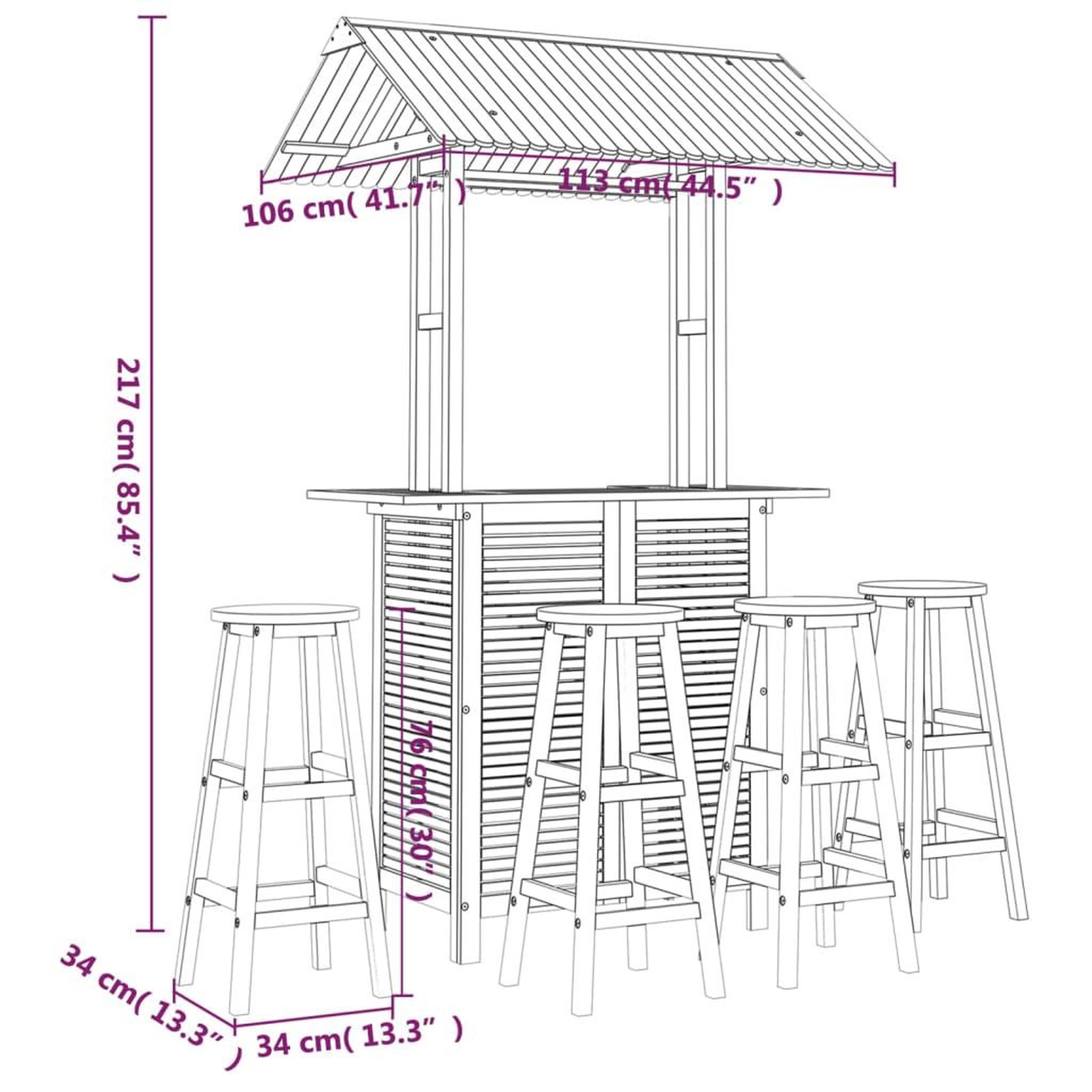 Voir la diapositive 6 : VIDAXL Ensemble de bar de jardin 5 pcs Bois d'acacia solide