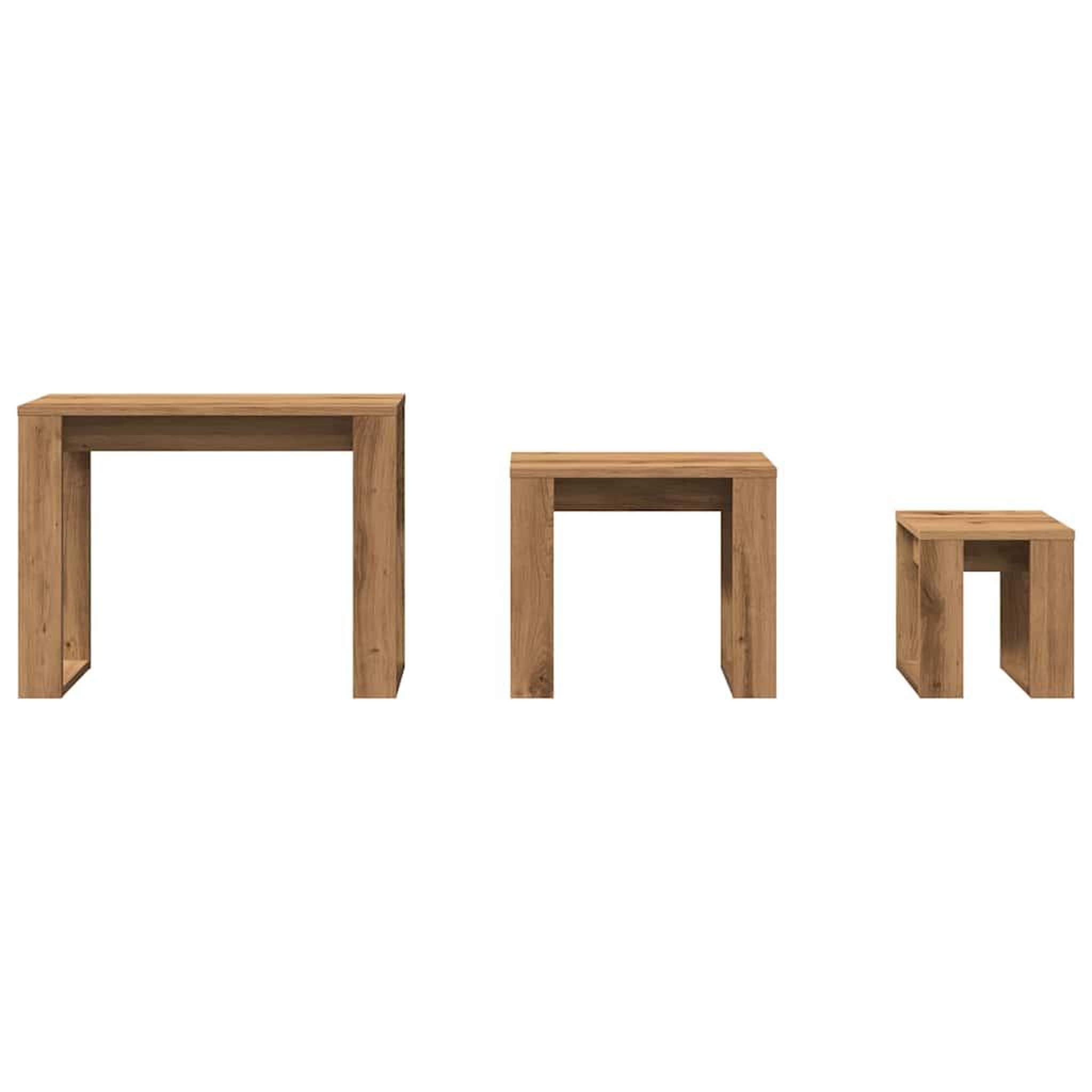 Voir la diapositive 4 : VIDAXL Tables gigognes 3 pcs chene artisanal bois d'ingenierie