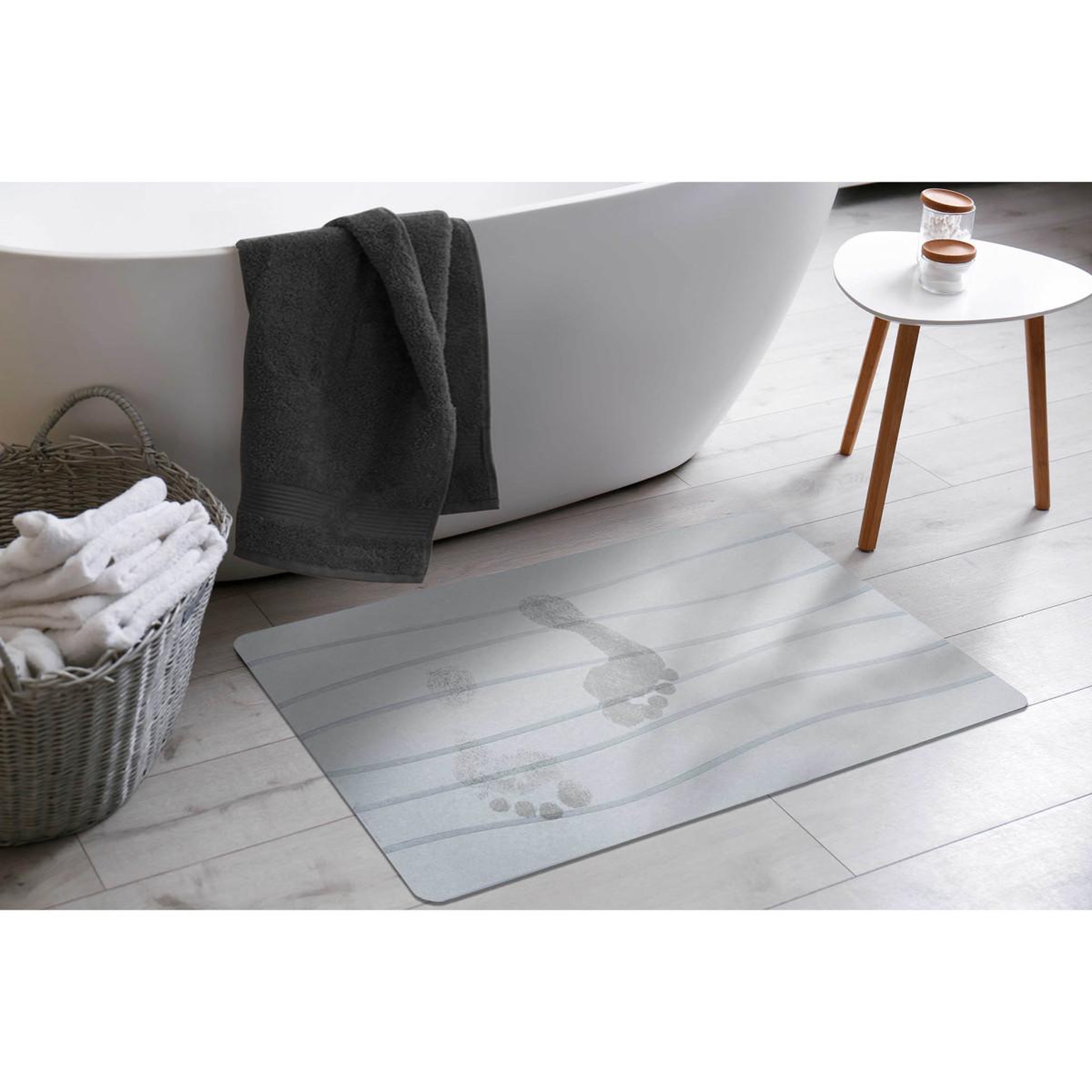 Voir la diapositive 3 : Douceur d'Intérieur Tapis de bain en diatomite  ondelina  50x70cm gris