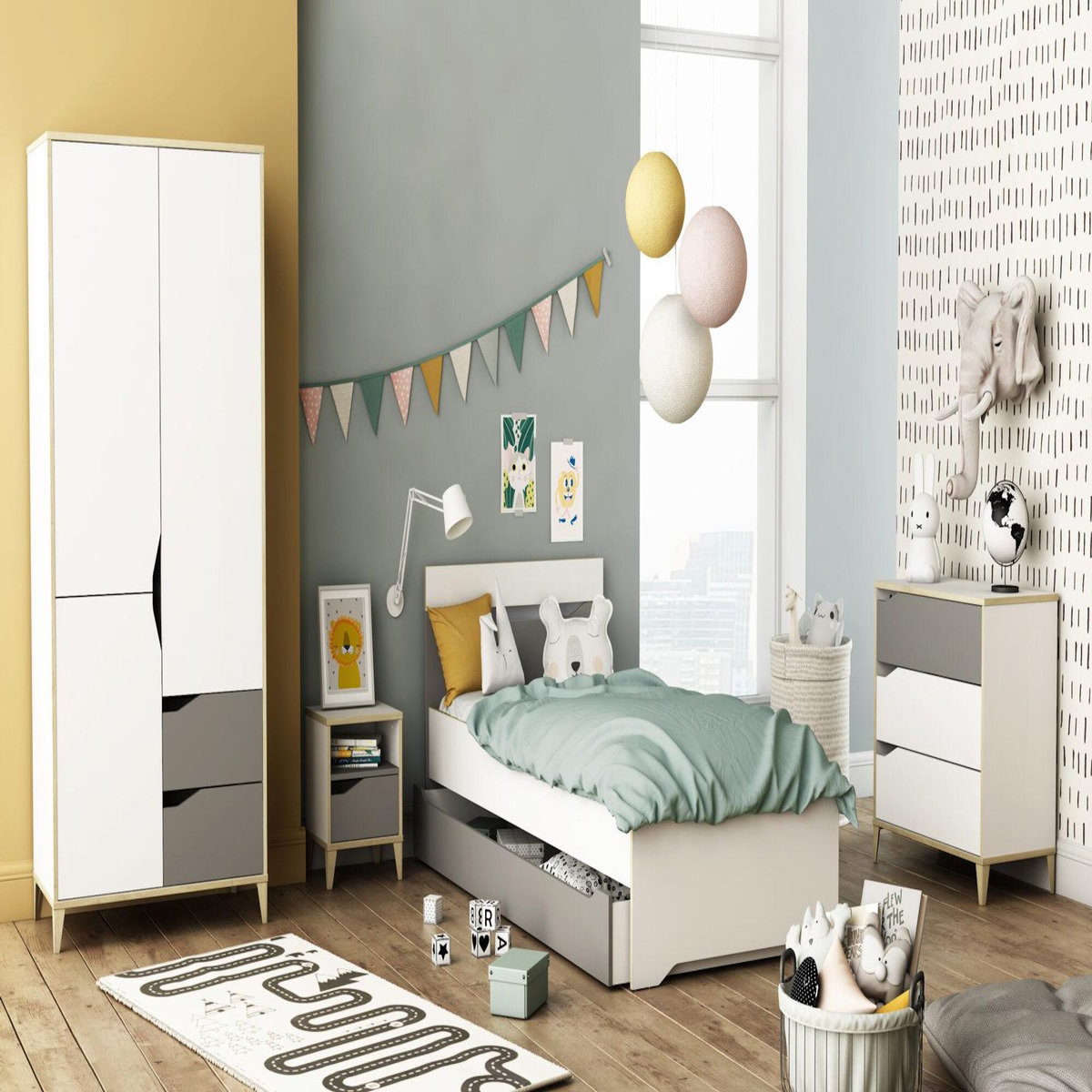 Demeyere Commode 2 + 1 tiroirs - GENIUS - Blanc et Gris - 78,3 x 42,6 x 75,9 cm - DEMEYERE