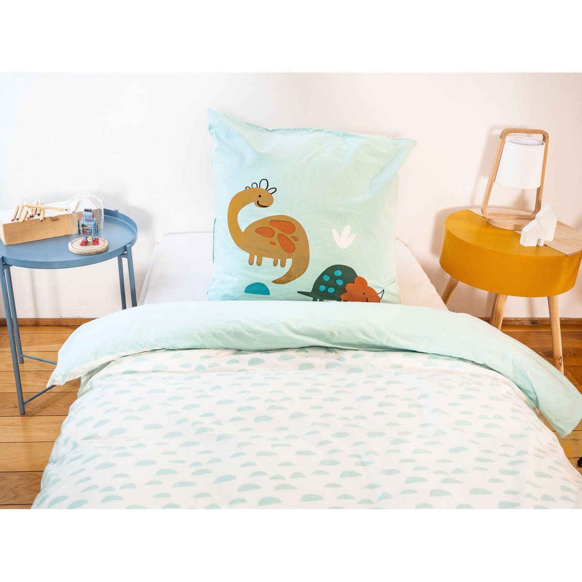 COTE DECO Parure de lit enfant Dinosaures - 100% coton 57 fils/cm² - 140 x 200 cm