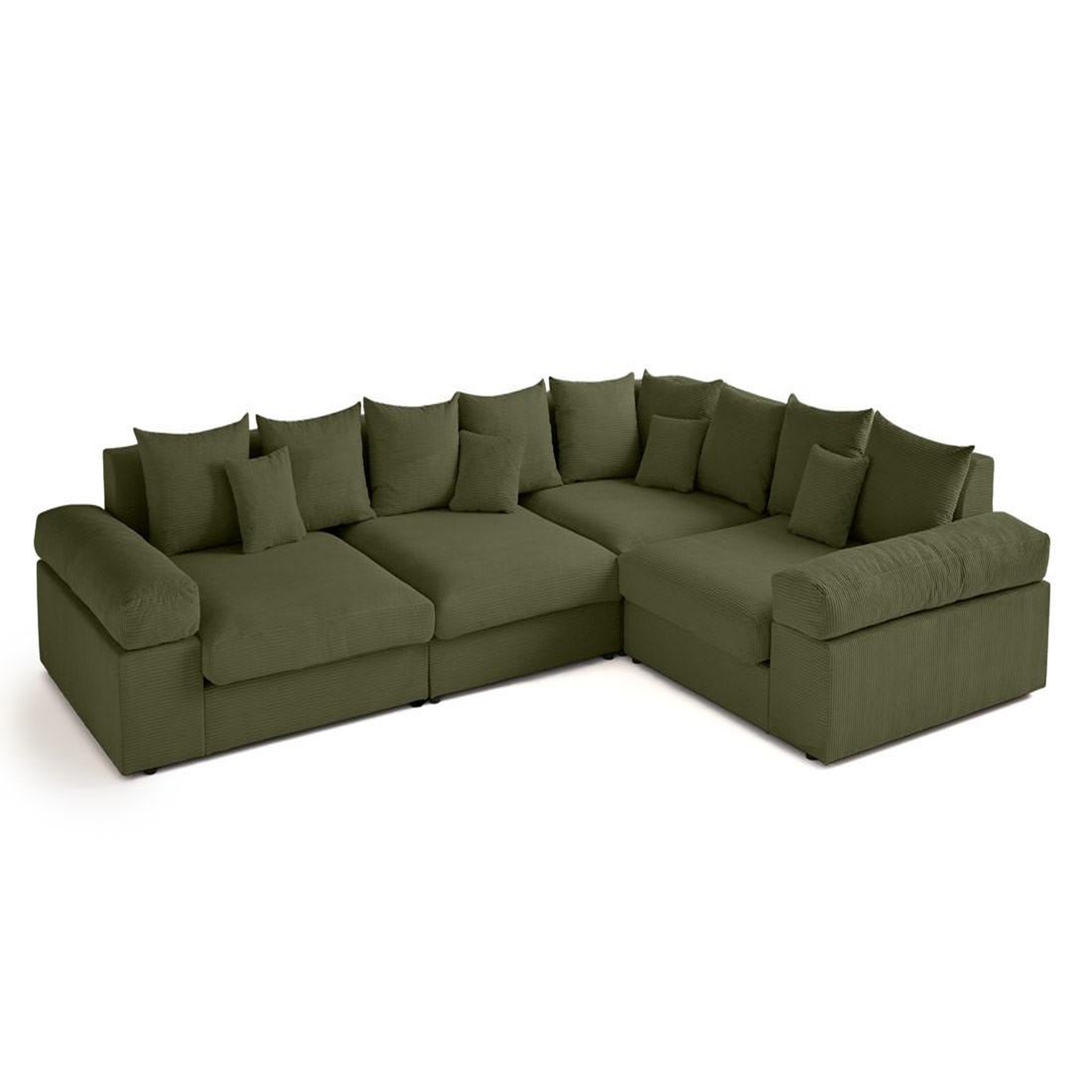 Voir la diapositive 3 : LISA DESIGN Aspen - canapé d'angle réversible 5 places - assise profonde - en velours côtelé