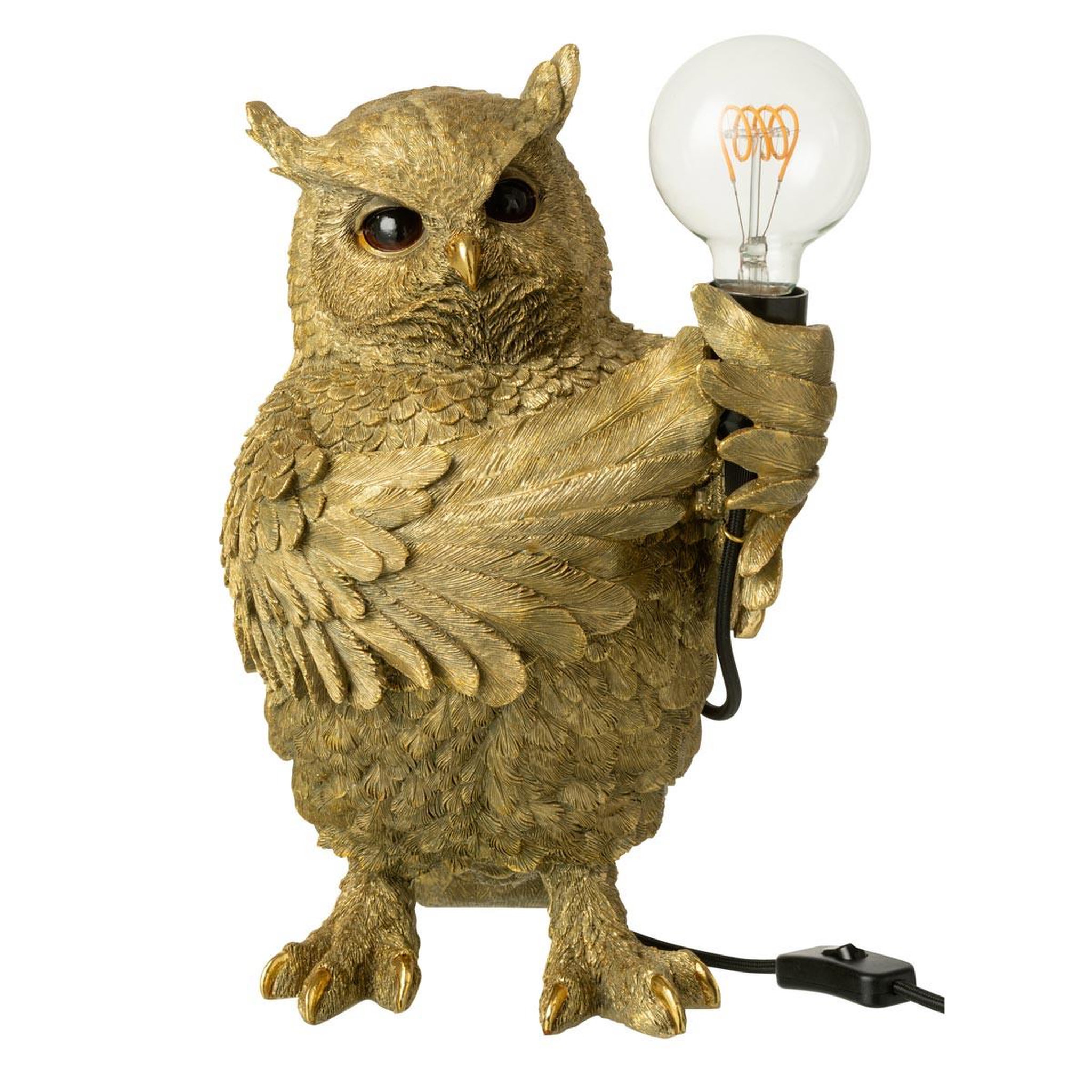 J-LINE Lampe à poser en résine  hibou  37cm doré